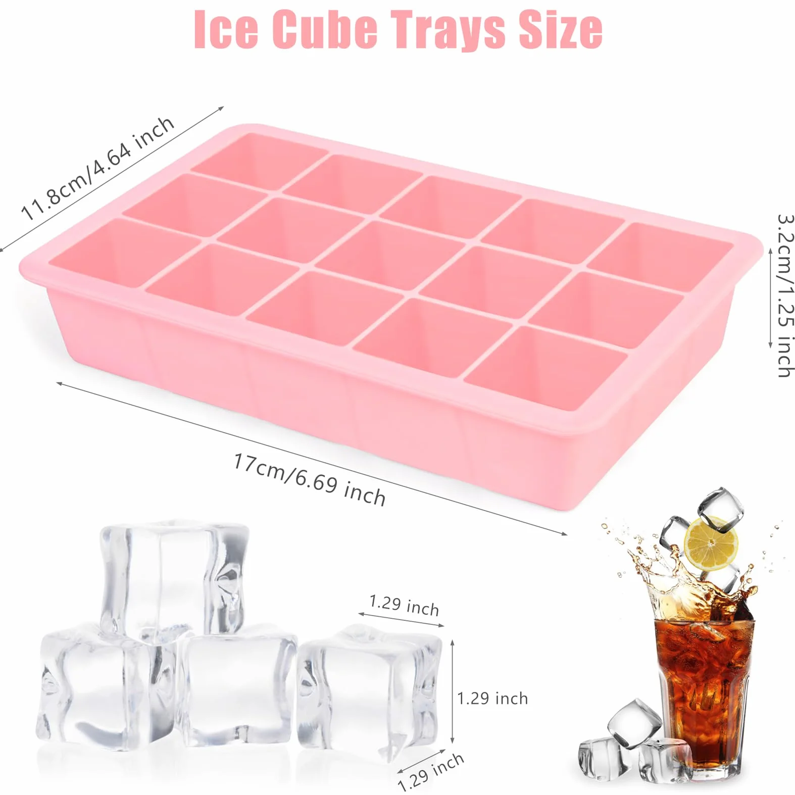 Cubiteras para Hielo con Tapa, Moldes de Silicona Apilable, sin BPA, 3 Piezas