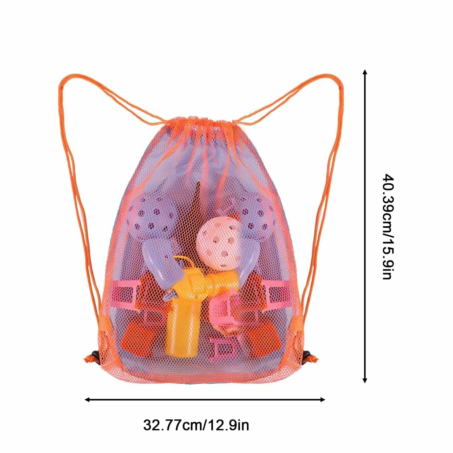 Bolsas de juguetes de playa para niños - Mochilas de malla con cordón para almacenamiento de arena, redes ligeras y duraderas