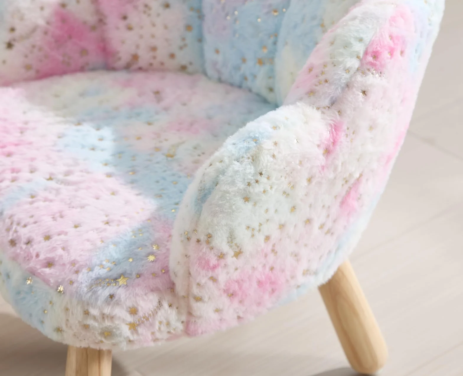 Sillón Infantil de Piel Sintética con Diseño de Estrellas y Reposabrazos, Arcoíris Rosa
