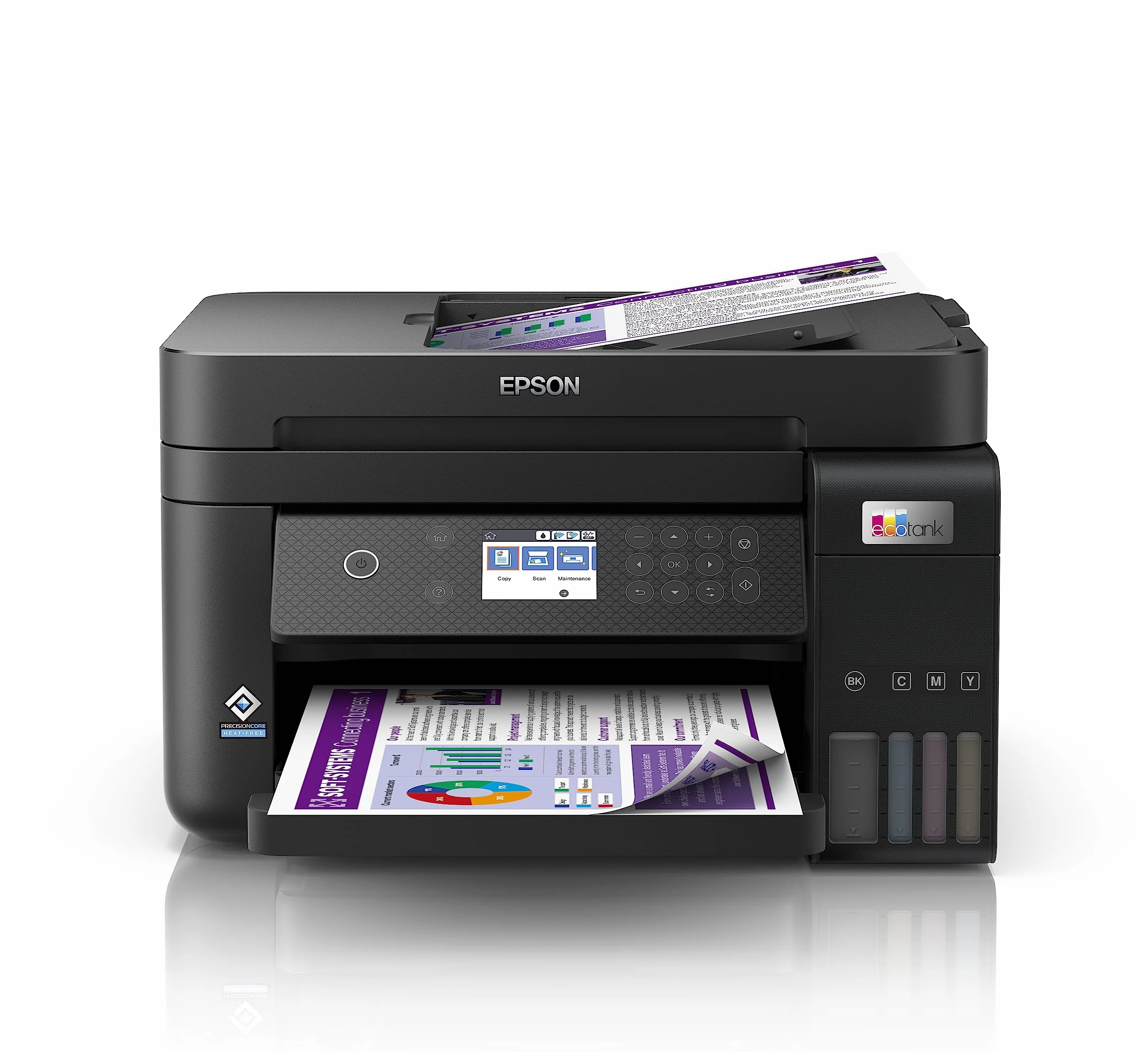 Epson EcoTank ET-3850, Impresora WiFi A4 Multifunción 3en1 con Depósito Tinta Recargable, Impresión Doble Cara (Dúplex), Alimentador Documentos (ADF), Pantalla LCD, Bandeja Frontal, Mobile Printing