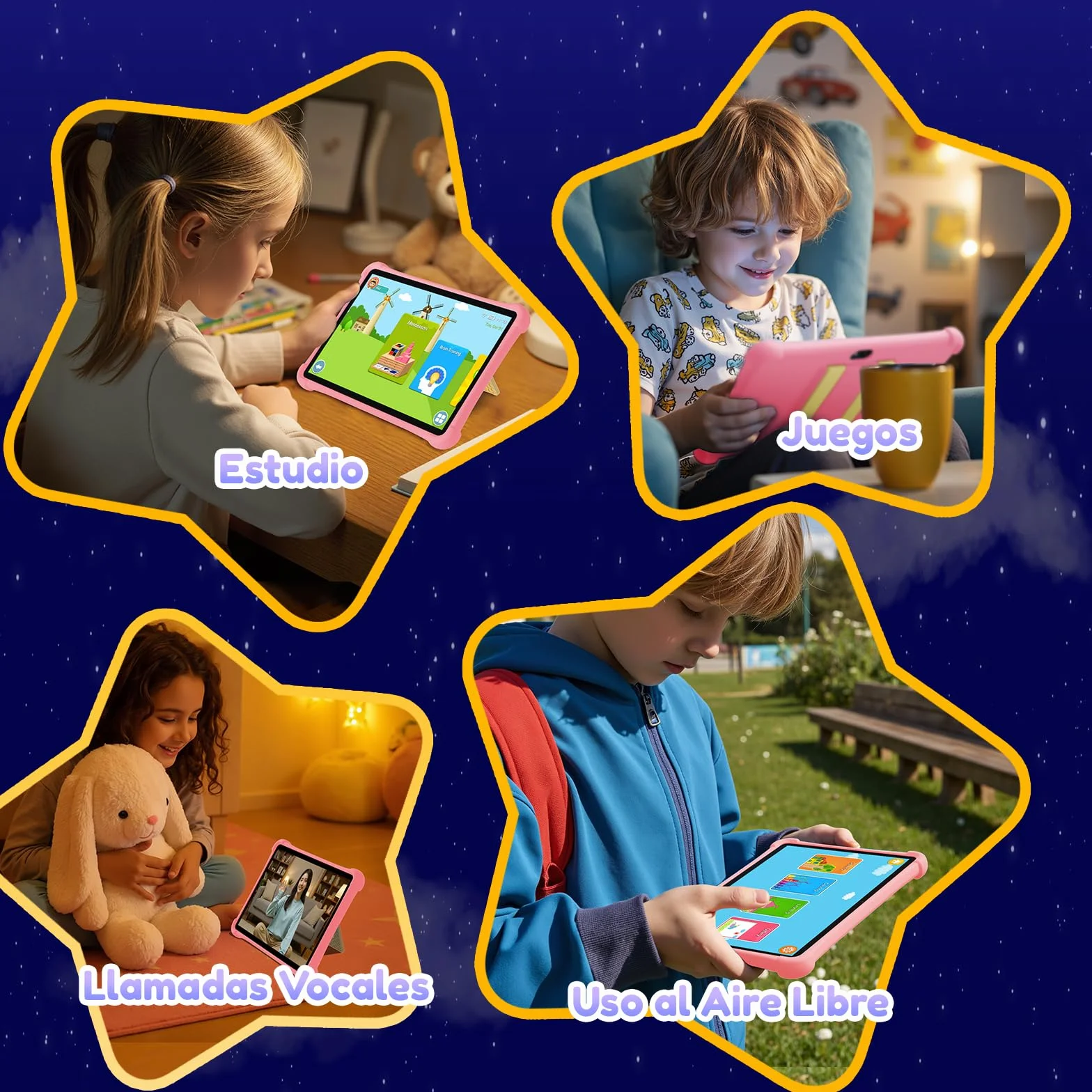 ALLDOCUBE Tablet Niños 10 Pulgadas, Tableta Infantil Android 15, 7 GB+64 GB, Batería 5500mAh, Wi-Fi, BT, GPS, Control Parental, iWAWA Preinstalado, Tableta Educativa para Niños con Funda