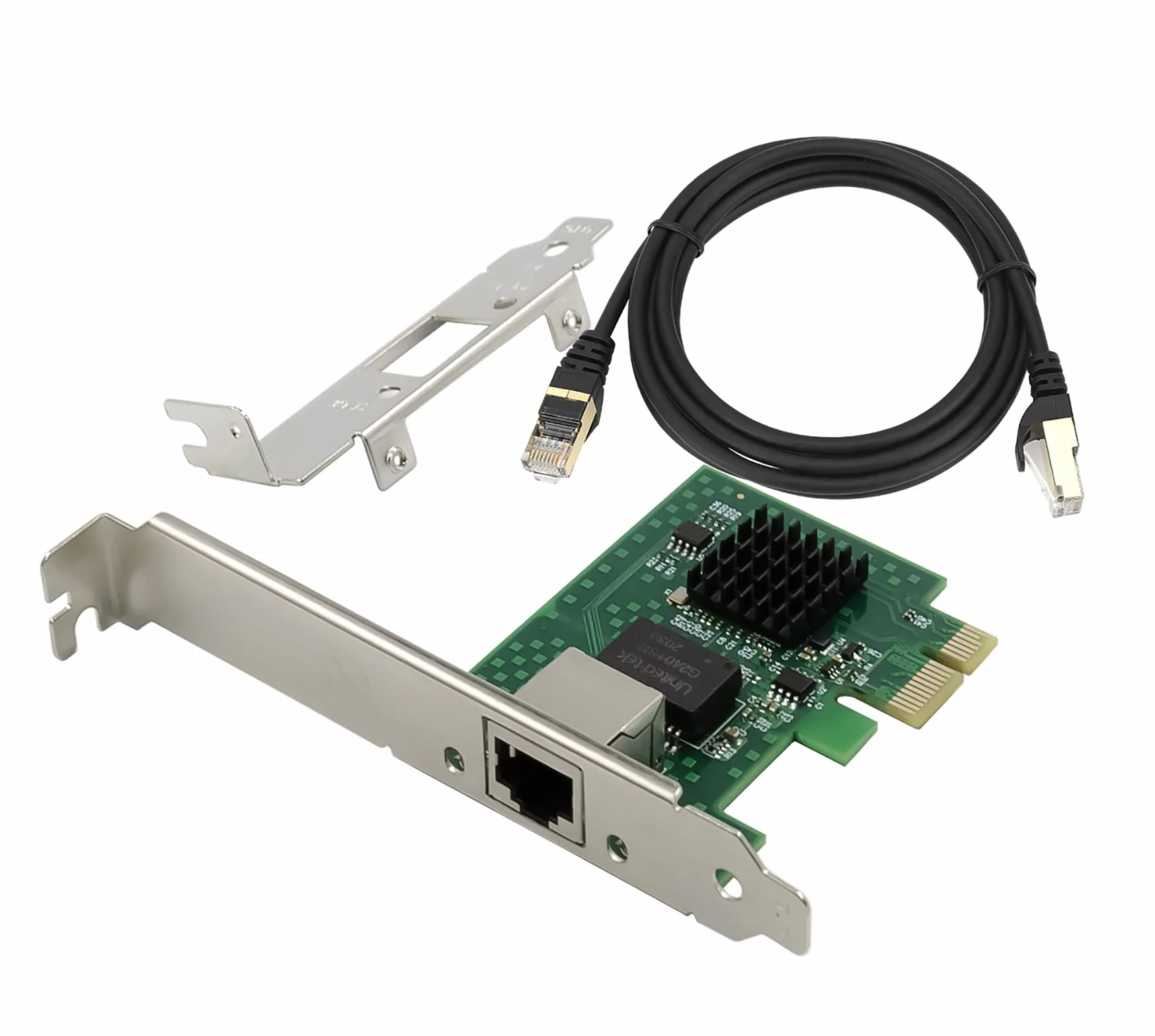 Adaptador de Red PCIe 3.1 de 2.5GBase-T con Intel I225-V+Cable Ethernet Cat8 de 3 pies 2500/1000/100Mbps PCI Express Gigabit Ethernet Card RJ45 Controlador LAN para Windows 10/11