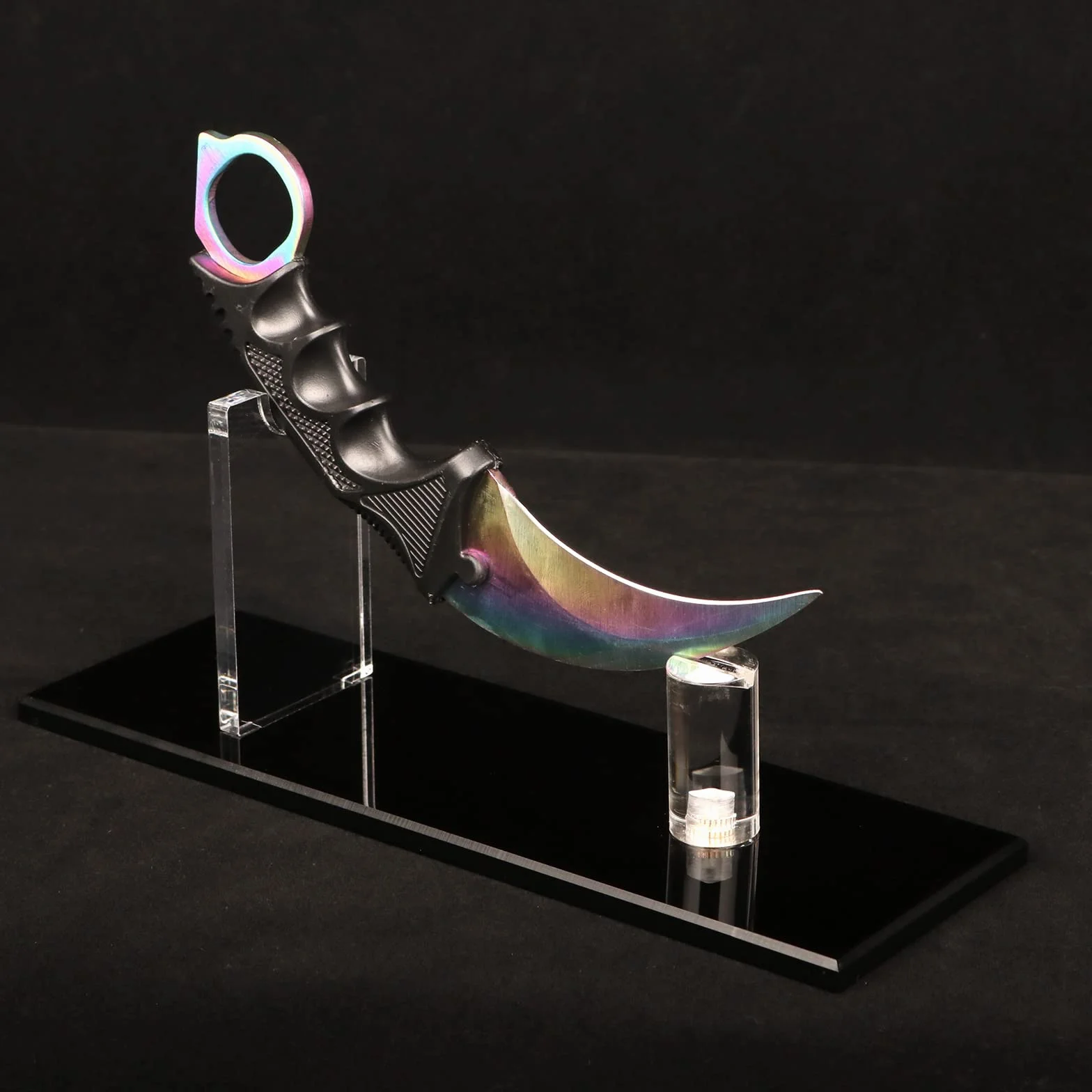 Soporte para cuchillos y expositor de acrílico para una sola casa, supervivencia, táctico, decoración de cuchillos al aire libre (negro, 1 juego)