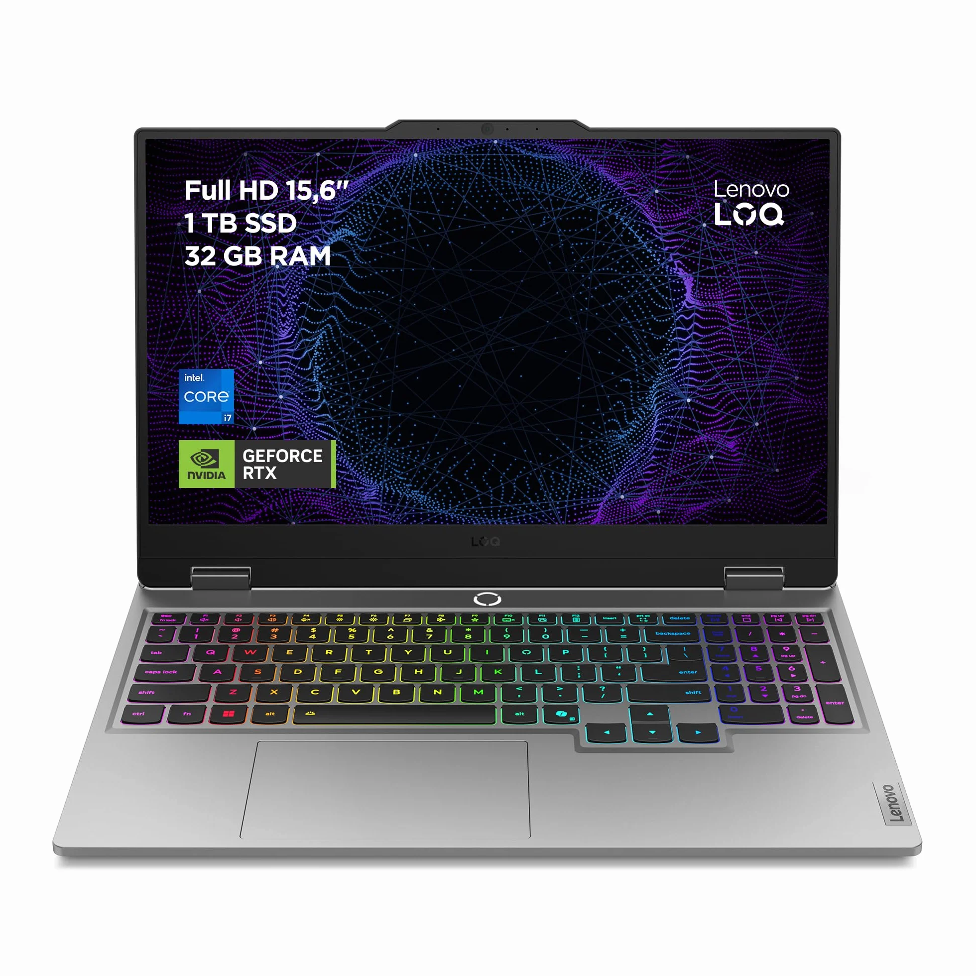 Lenovo LOQ Gen 10 - Portátil Gaming IA 15.6" FHD (Intel Core i7-13650HX, NVIDIA GeForce RTX 5060, 32 GB RAM, 1 TB SSD, 144 Hz, Wi-Fi 6, Sin Sistema Operativo) QWERTY RGB 24 Zonas Español - Gris