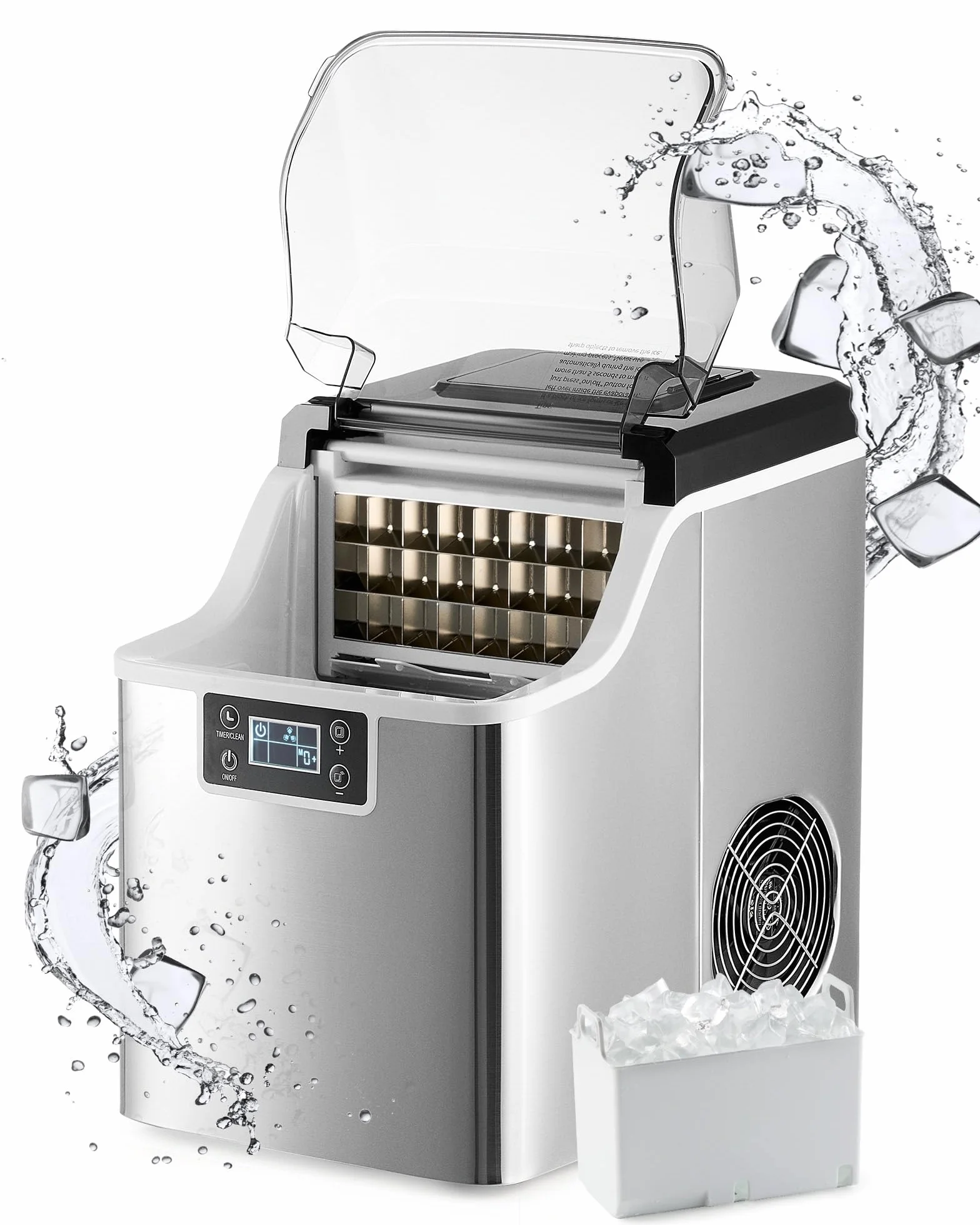 CREWORKS Maquina para Hacer Hielo 22KG/24H 24PCS 160W Portátil para Hogar