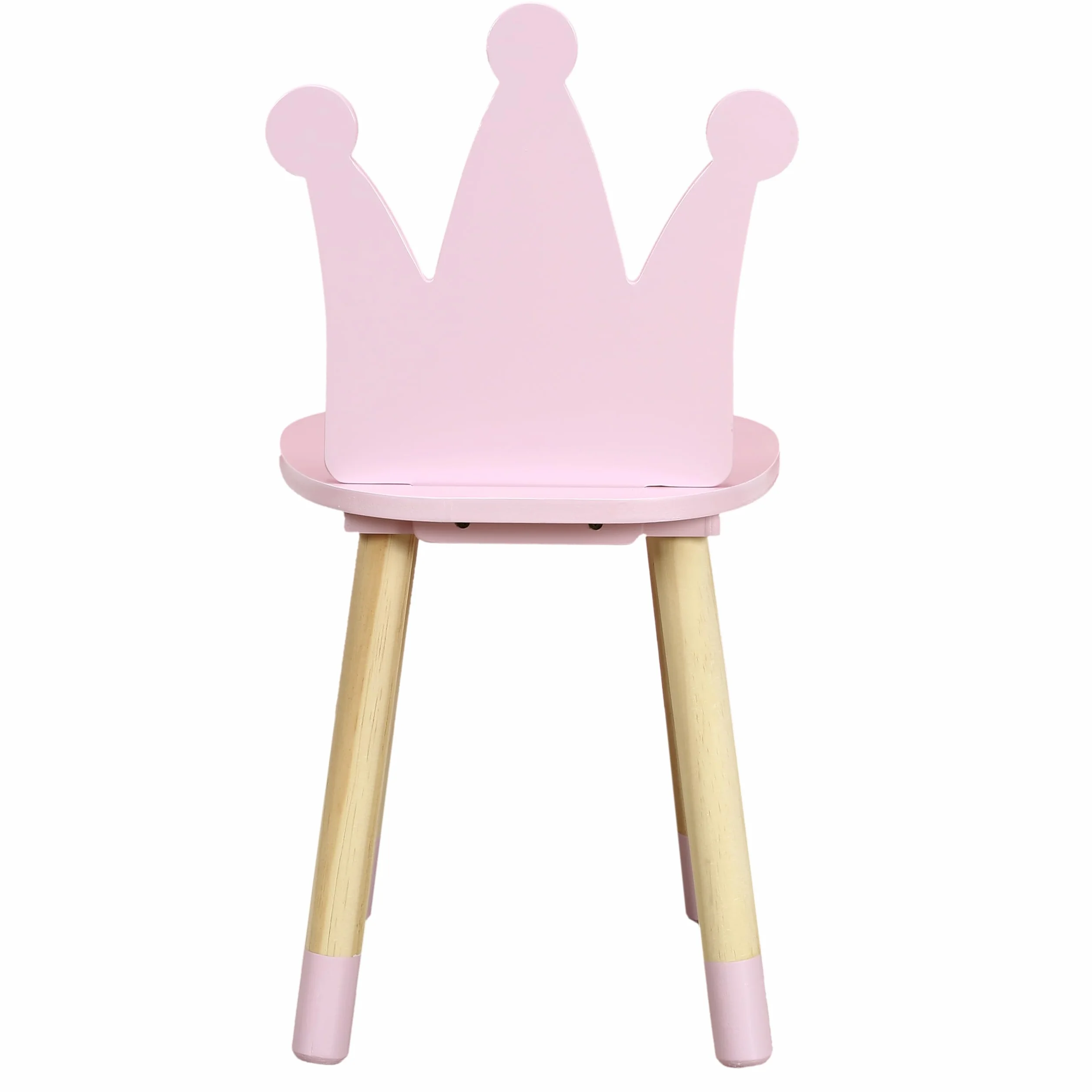 Silla Corona Rosa para Niños, Madera Natural, 54x28x27 cm, Rosa