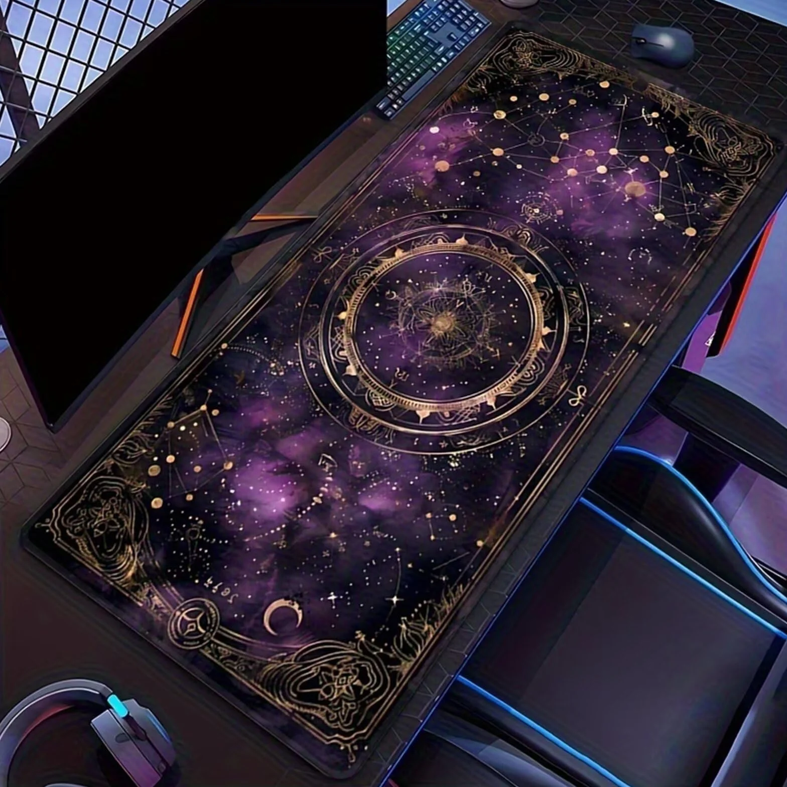 Alfombrilla de Ratón Gaming XXL 1000x500x2mm, Fantasía Púrpura | Alfombrilla Escritorio Grande Antideslizante, Superficie de Alta Precisión y Velocidad para Teclado, PC y Laptop