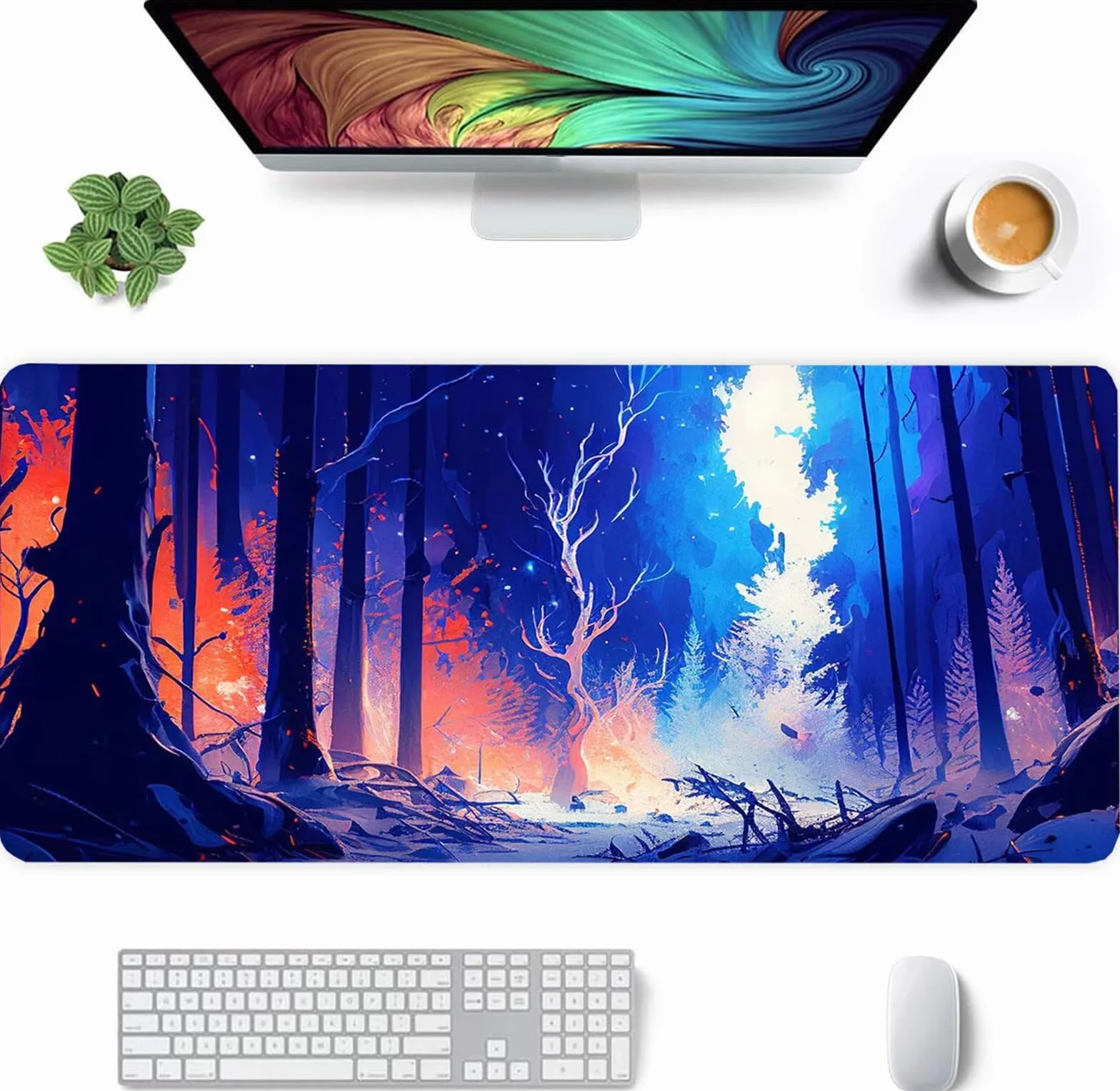 Alfombrilla Ratón XXL 1200x600x2mm Mouse Pad Grande Gaming,Alfombrilla Antideslizante,Tapete Escritorio con Bordes Cosidos,Alfombrilla Ratón para Jugadores, PC, Oficina, Fantasy Grove