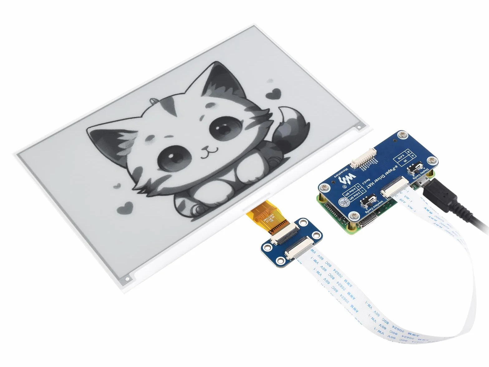 Waveshare 7.5 Inch E-Paper Display Hat Module V2 Kit 800x480 Resolution 3.3v/5v E-Ink Electronic Screen with Embedded Controller SPI Interface Compatible with Raspberry Pi/Jetson Nano/Arduino/STM32