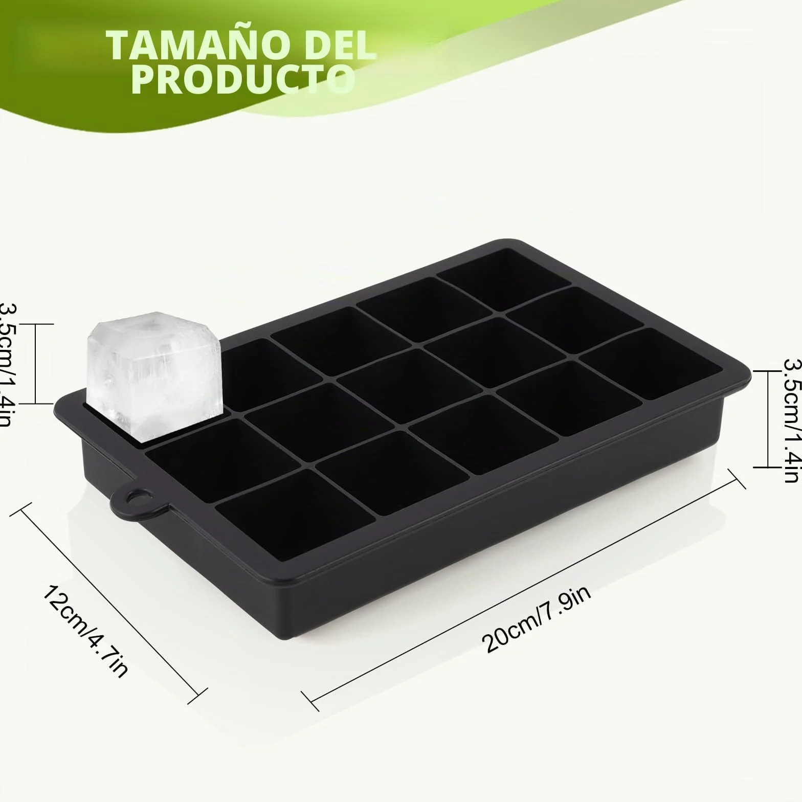 Bandejas de Cubitos de Hielo Silicona con Tapa, 3 Piezas, Moldes Cuadrados Grandes de 3,5cm, 45 Cubos