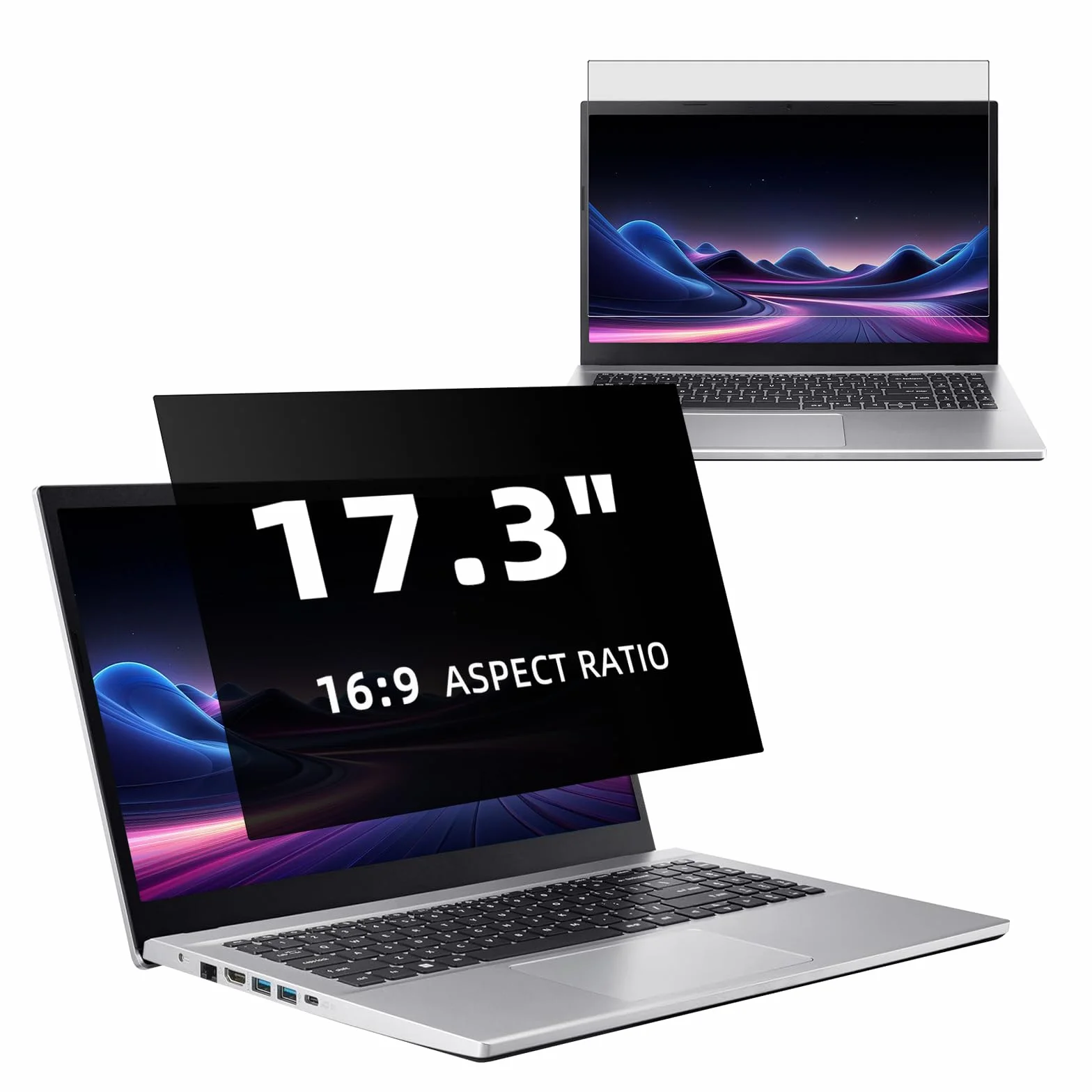 Filtro de Privacidad de 17,3 Pulgadas 16:9, Filtro de Pantalla Extraíble con HP/Dell/Acer/Asus, Anti Luz Anti-Reflejo Anti-Espía Privacy de Protector para Ordenador Portátil 17,3” (383*215)mm