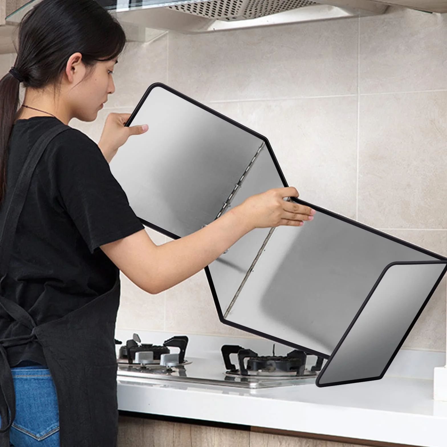 Protector Salpicaduras Cocina 3 Lados Antiadherente 102 x 30 cm Plegable Aceite Estufa Gas
