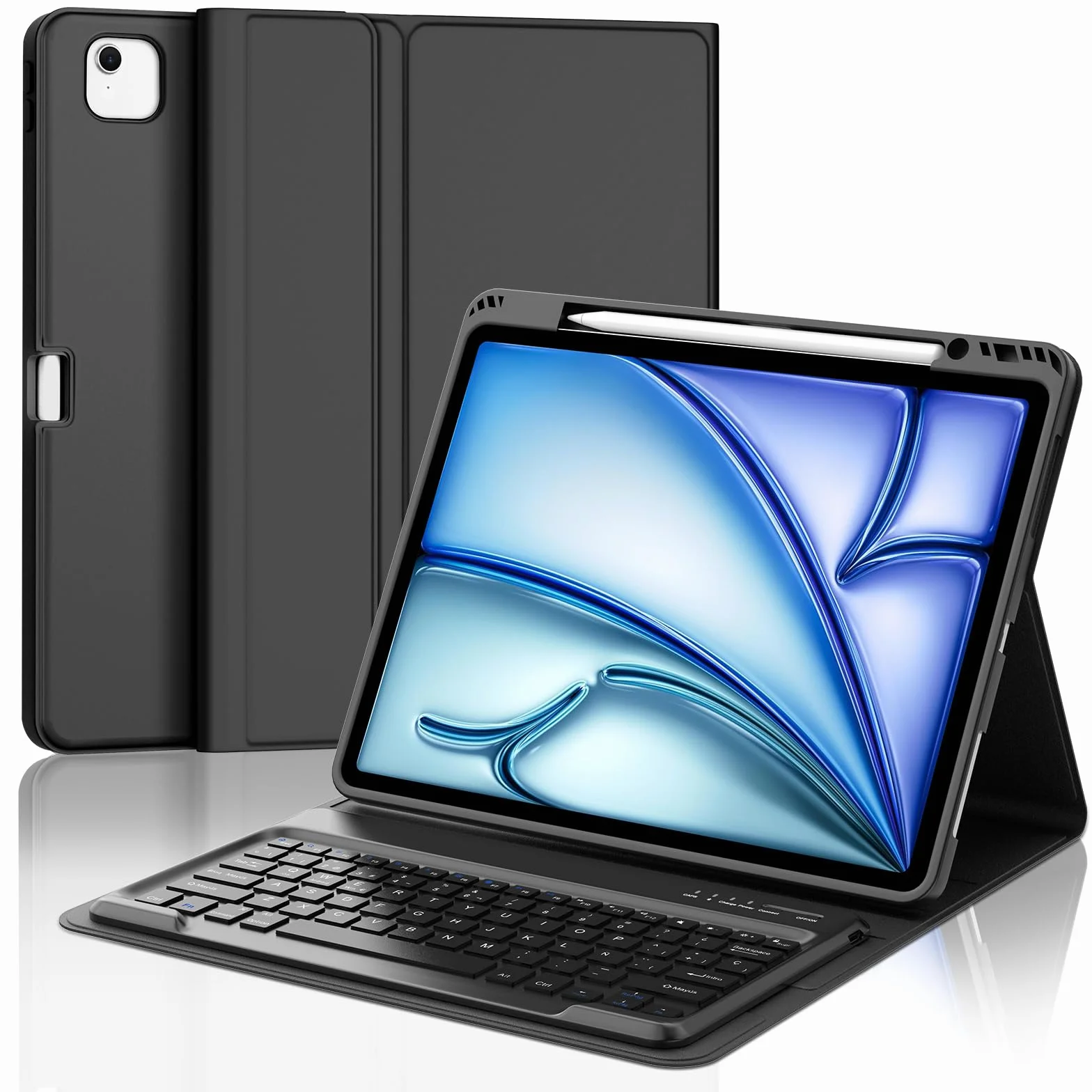 FOGARI Teclado para iPad Air 13" M4/M3/M2 2026/2025/2024, Funda con Español Ñ Teclado Bluetooth Magnético Desmontable para iPad Air 13 Pulgadas M2/M3/M4 2026, Negro