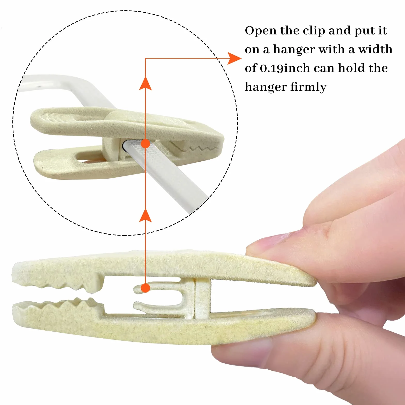 Pinzas de Terciopelo para Ropa, Antideslizantes, Fuertes, Flocados con Dedos, Beige