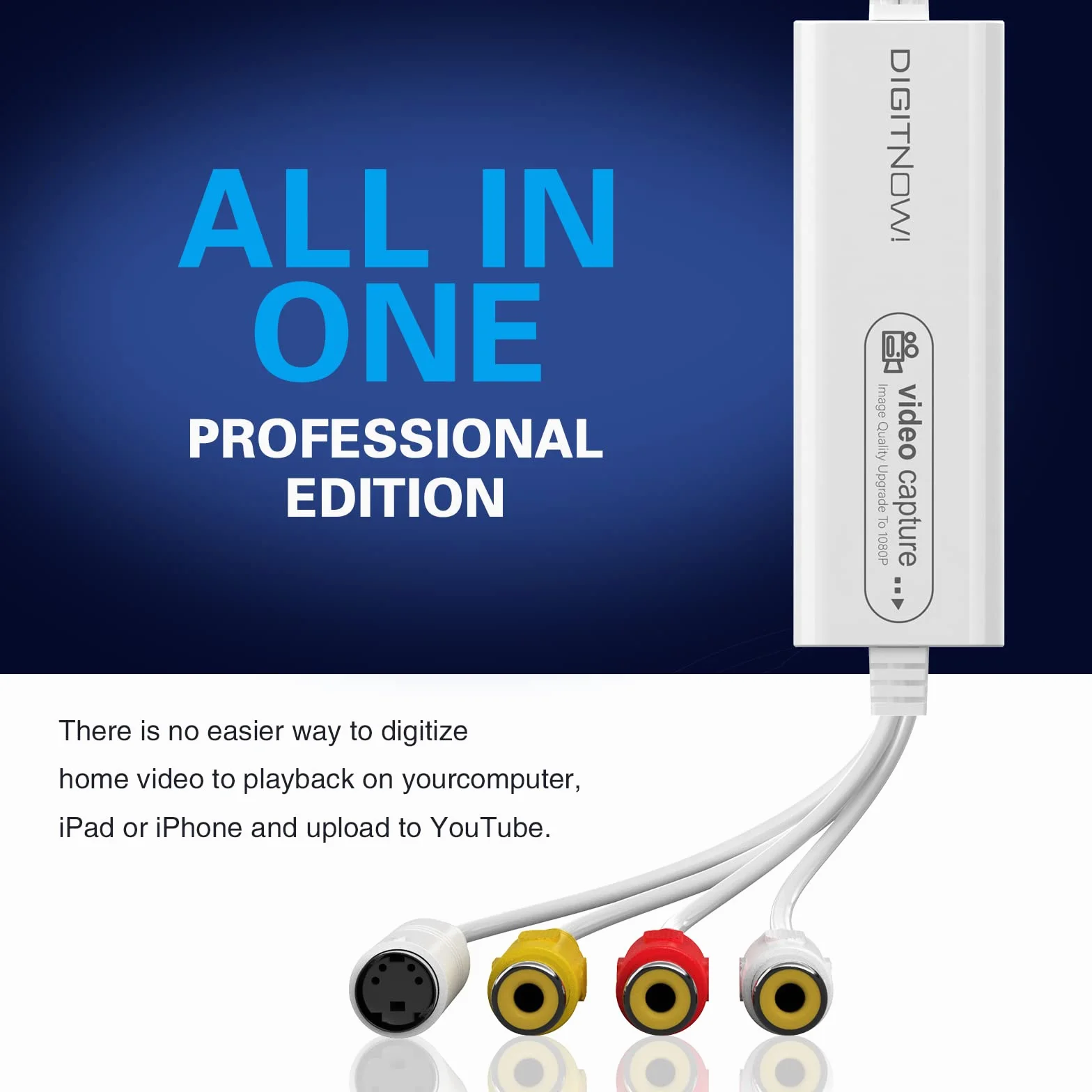 DIGITNOW! Tarjeta de Captura de Video USB 2.0, VHS VCR TV to DVD Converter, Compatible con Mac OS X PC Windows 7 8 10