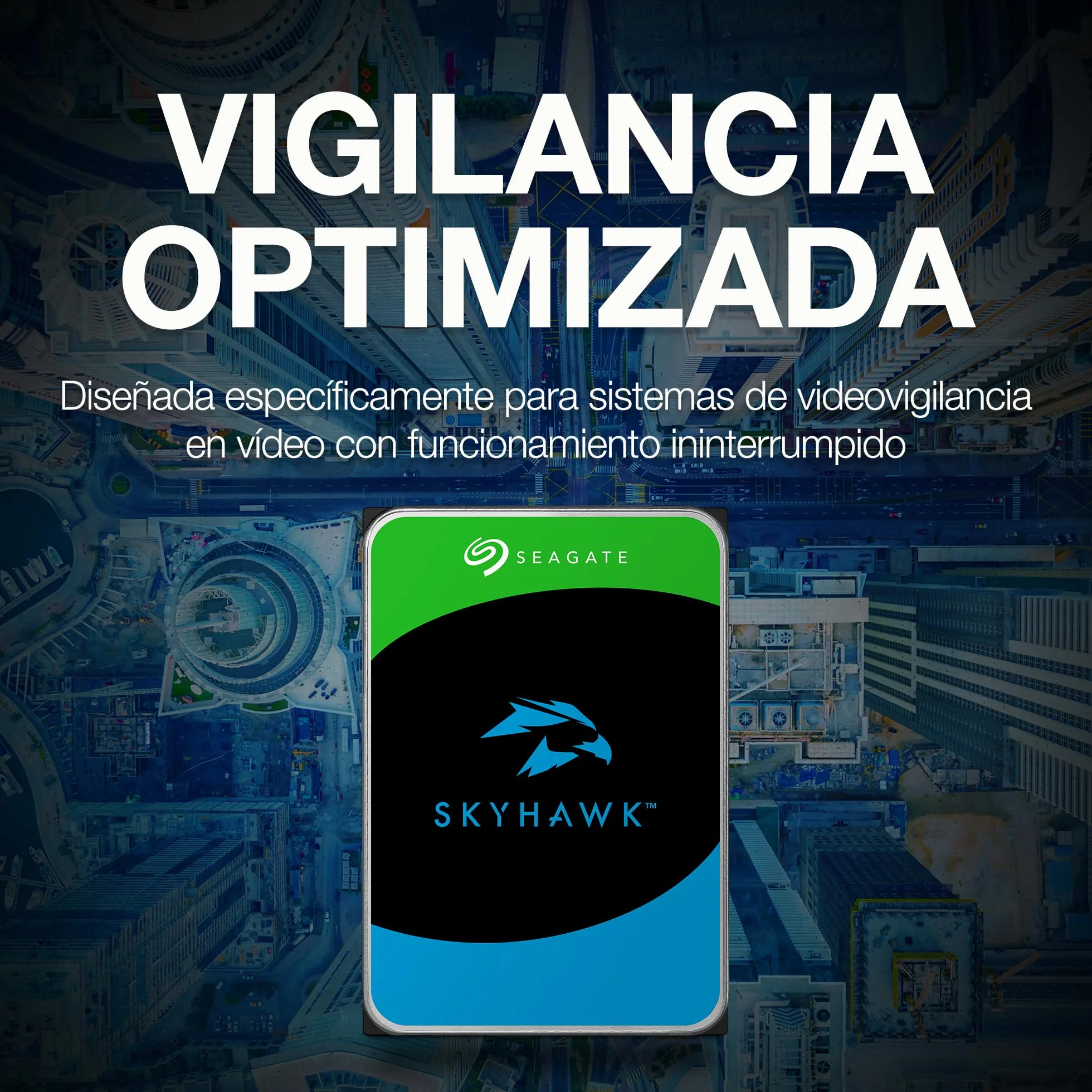 Seagate SkyHawk 4TB, Disco Duro Interno De Video, 3.5 Pulgadas, SATA 6.GB/s, Caché de 256 MB, DVR, Sistema de Cámaras de Seguridad NVR, servicios Rescue internos, Paquete Abre-fácil (ST4000VXZ16)