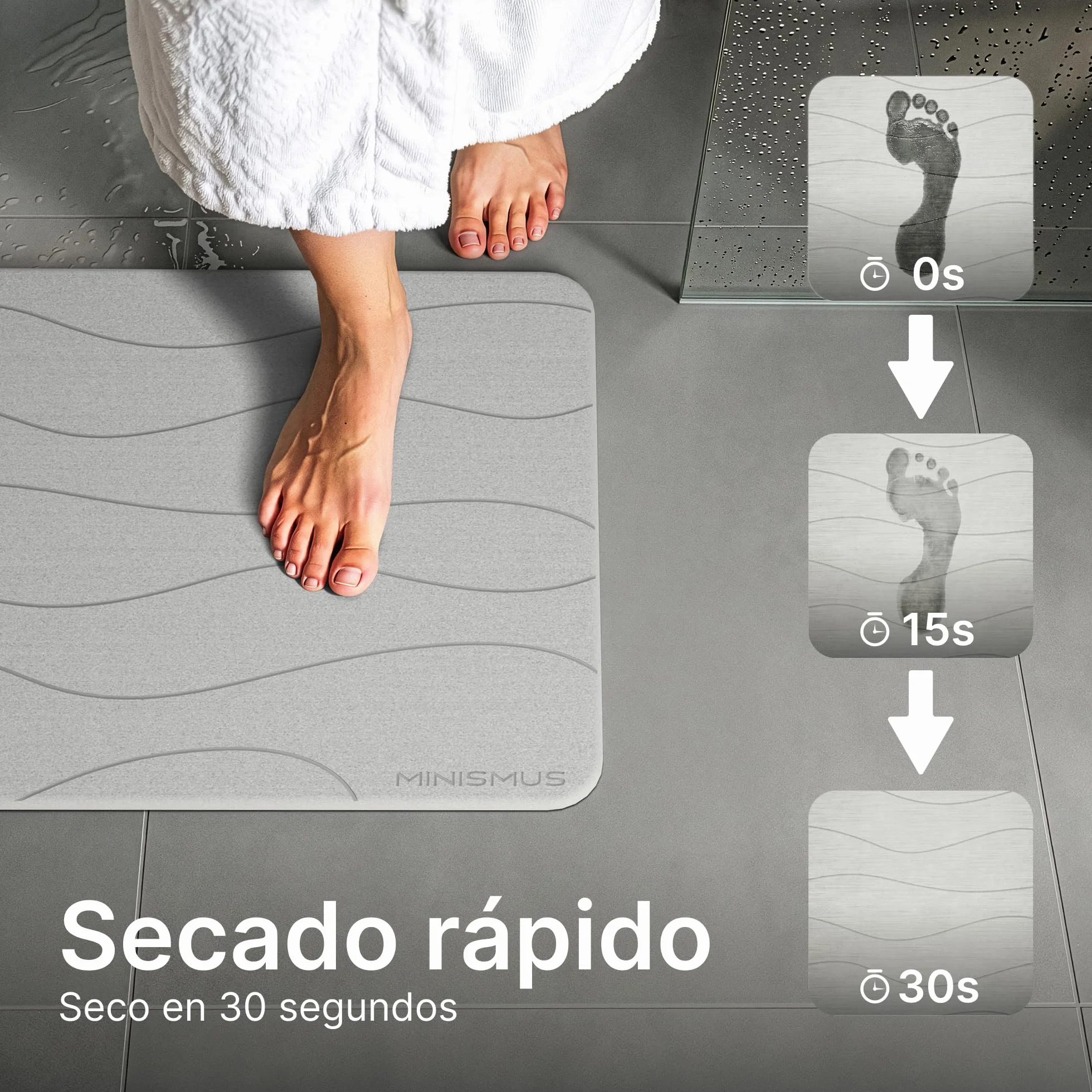 Alfombrilla de baño de Piedra de diatomita Gris Claro 60x40cm