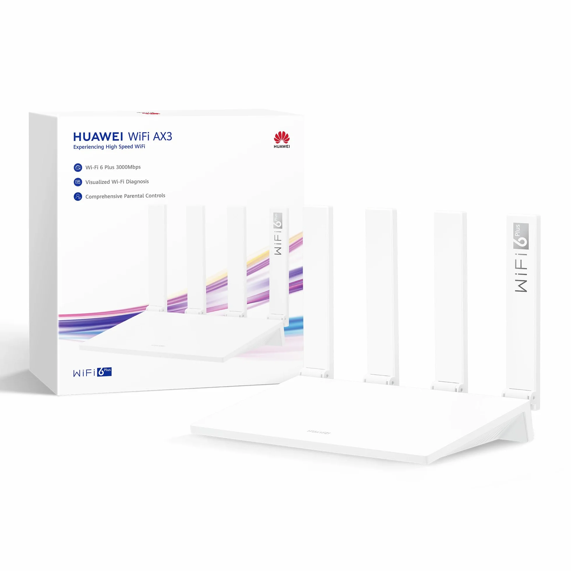HUAWEI AX3 New Enrutador, Wi-Fi 6 Plus de Banda Dual de 3000 Mbps, 4 Puertos GE WAN/LAN Adaptables Automáticamente, Amplia Cobertura, Diagnóstico Visualizado, Idóneo para Juegos Xbox/PS5/Steam y 8K