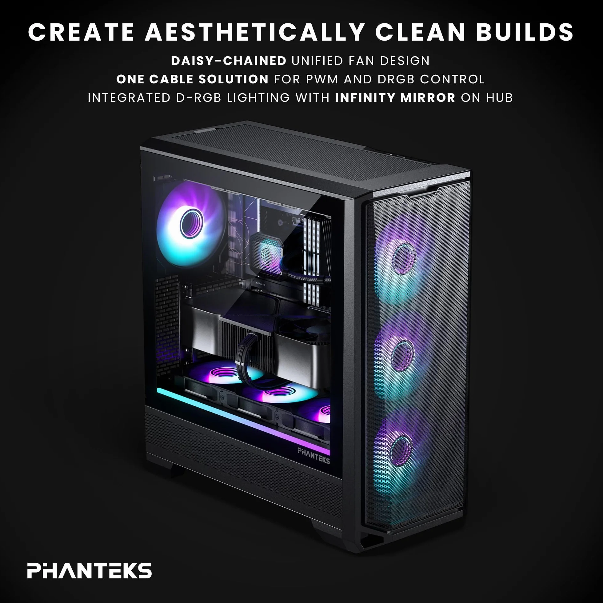 Phanteks M25-120 Gen2 PWM DRGB - Ventilador para carcasa (3 unidades), color negro