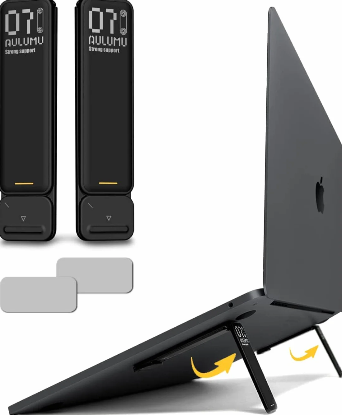 Aulumu G07 Soporte para Computadora Portatil | Soporte de Pata Retráctil | Elevador Ergonómico para Escritorio para MacBook, Todos los Portátiles, Tablets, 8-20'', Negro