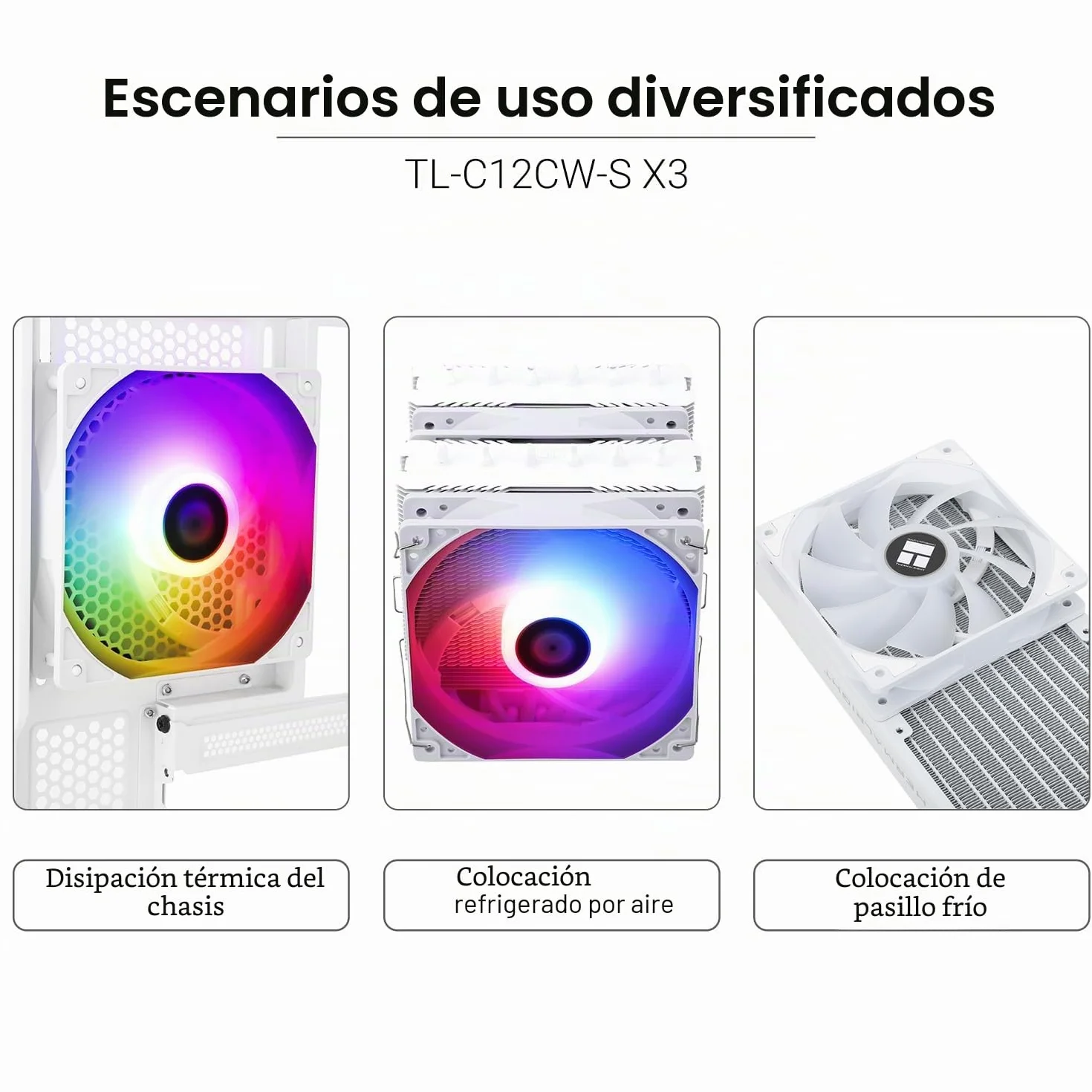 TR TL-C12CW-S X5 - Ventilador para CPU Air (120 mm, ARGB Case Cooler, ventilador PWM Silent Computer Fan con rodamiento S-FDB, ventilador de refrigeración de velocidad de hasta 1550 RPM, enfriador de