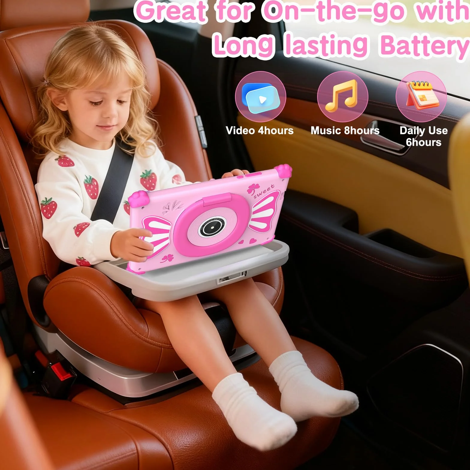ascrecem Tablet Niños 7 Pulgadas Android 15 Tablet para Niños con 2.4G+5G WiFi6 Penta Core 6GB RAM 32GB ROM Tableta Infantil Doble Cámara 128GB Expandible Control Parental Juegos Educativos (Rosa)
