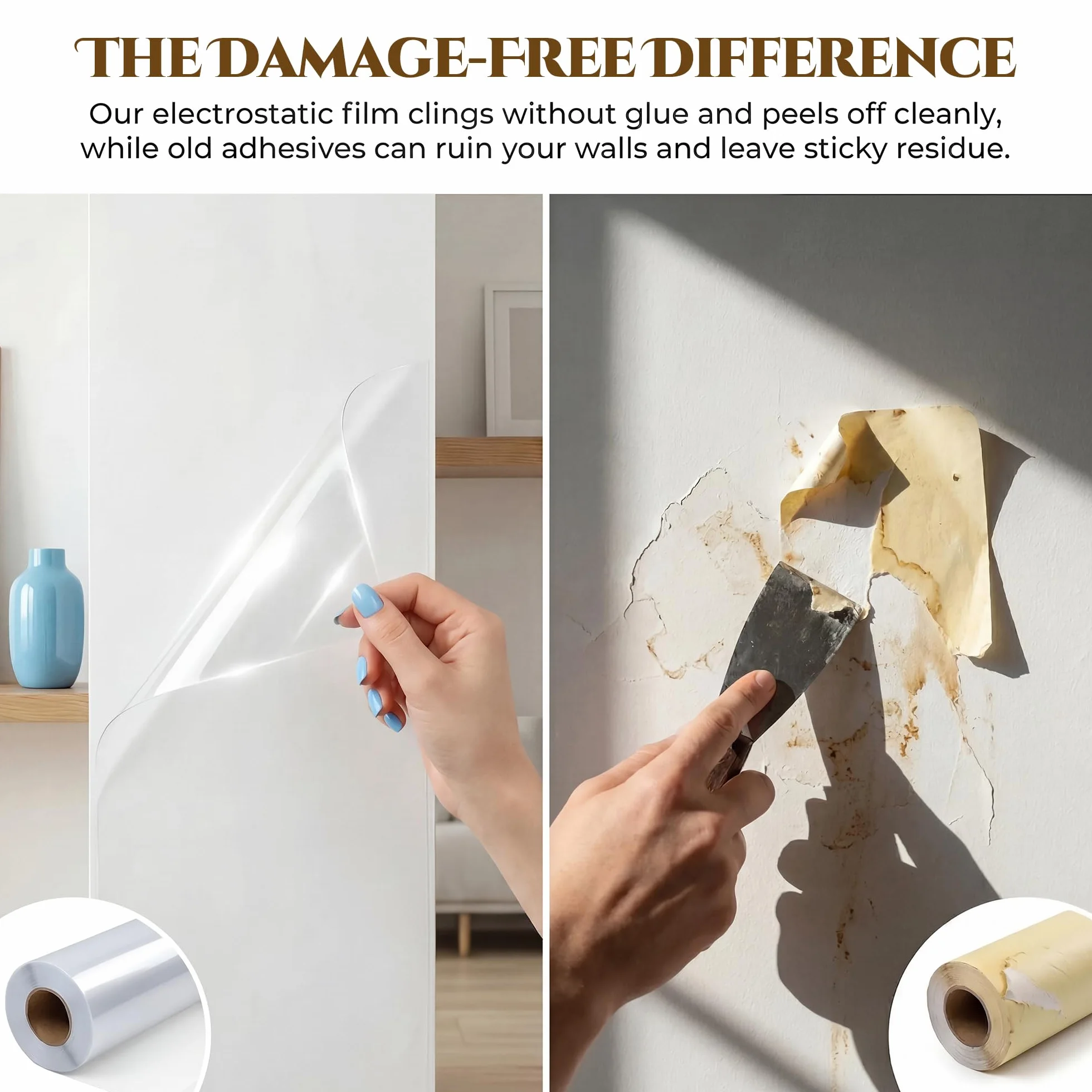 Lámina protectora de pared transparente autoadhesiva protección electrostática