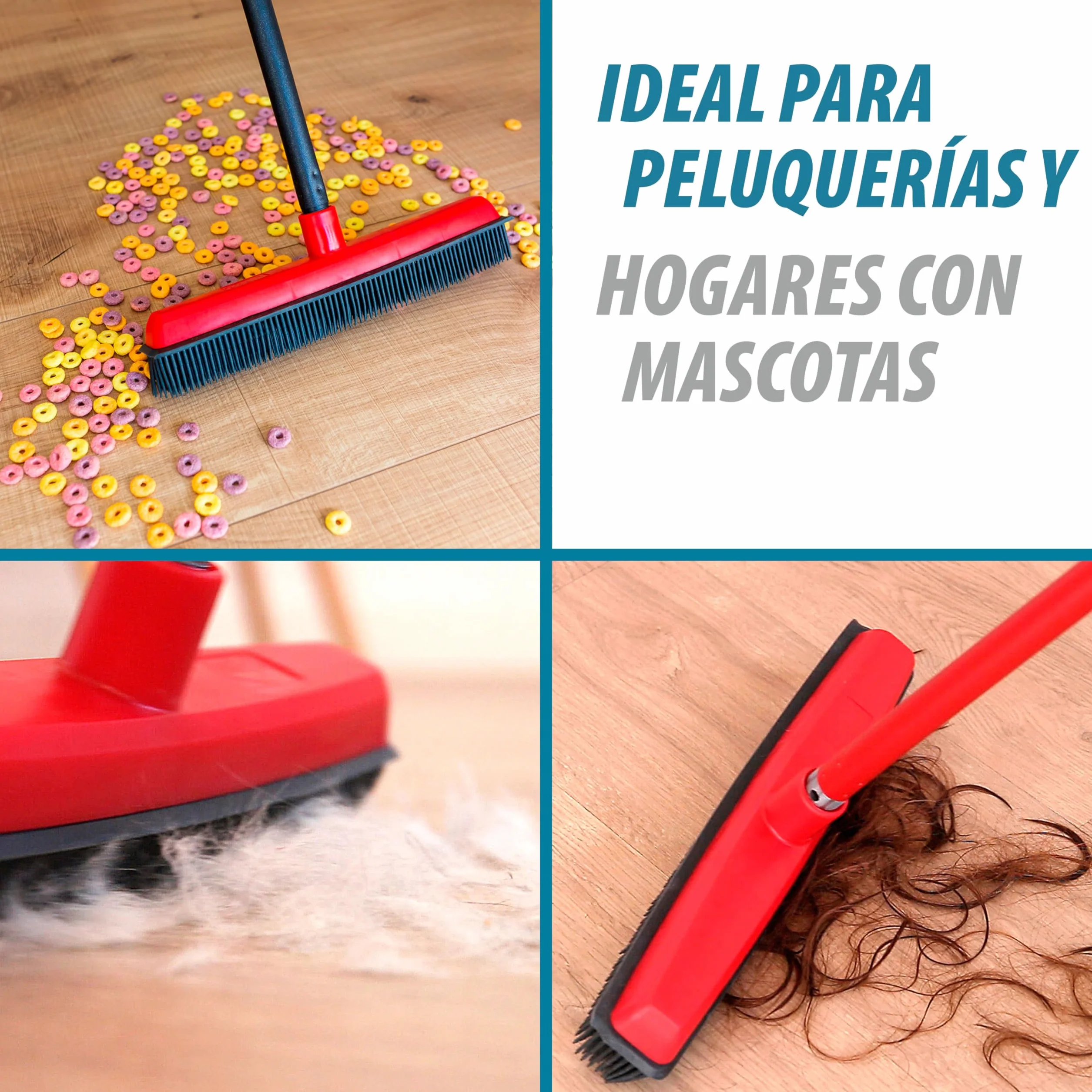 Escoba de Goma Flexible para Pelo de Mascotas y Polvo 32,5x9,5x5,3 cm Cepillo Multisuperficie