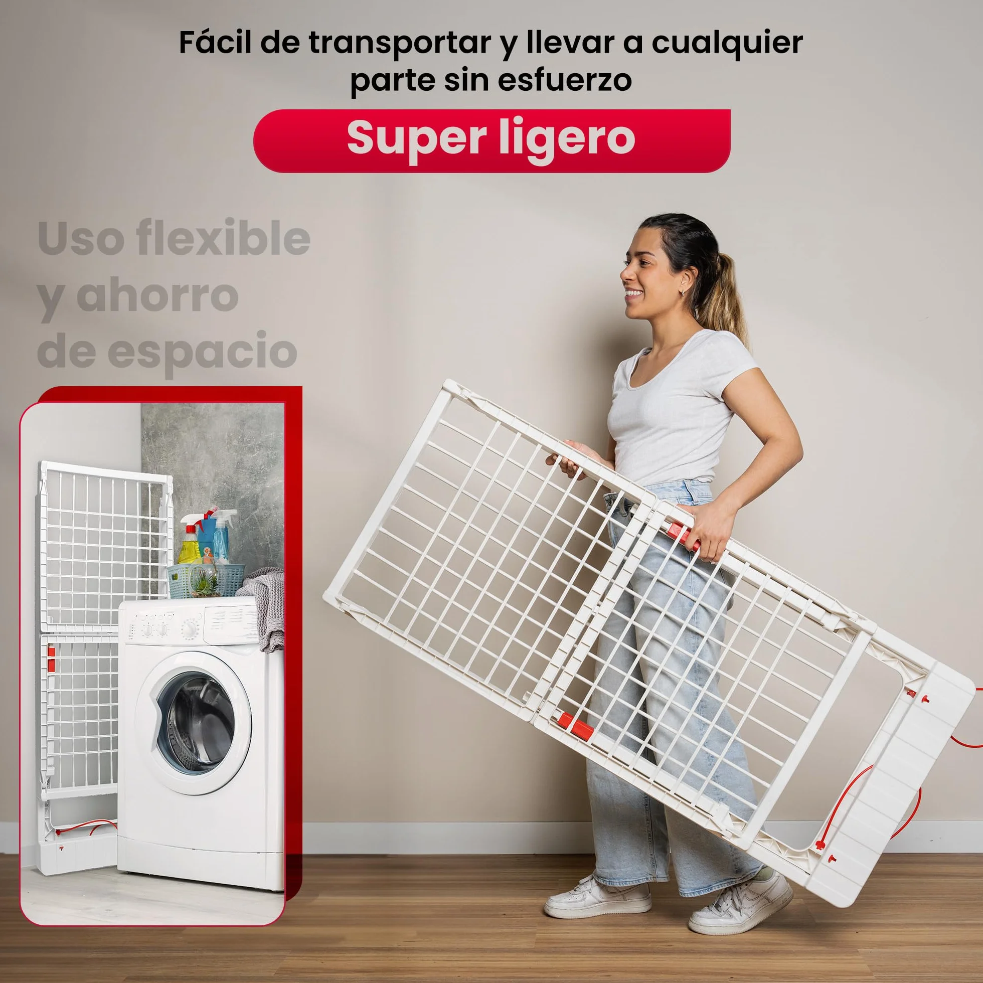 PlasticForte Tendedero Plegable Extendible 20 m para Balcón, Pinzas, Resistente Sol, Marrón