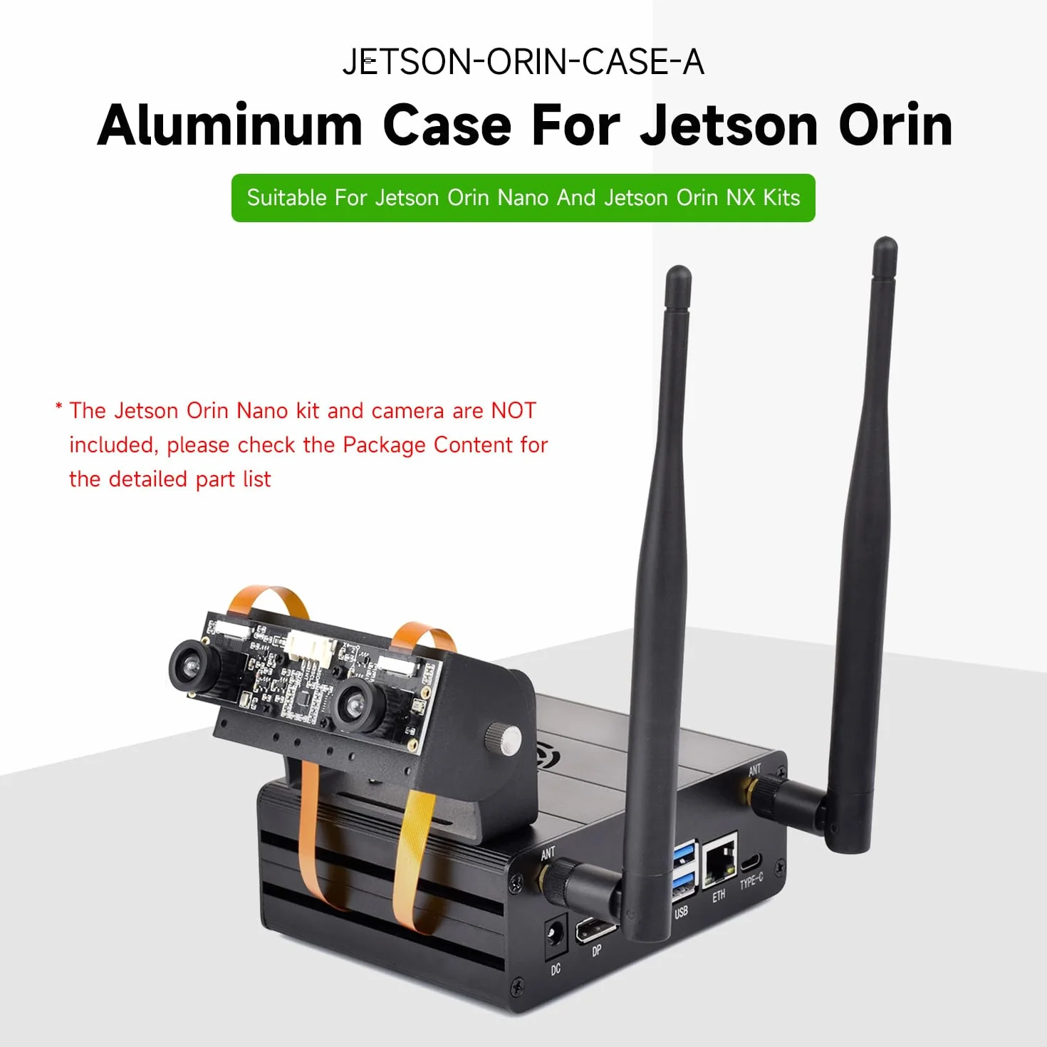 Waveshare Aluminum Alloy Case for Jetson Orin, with Camera Holder, Mini-Computer Case, Compatible with Jetson Orin Nano/Jetson Orin NX Kits/Jetson Orin Nano Super Developer Kit
