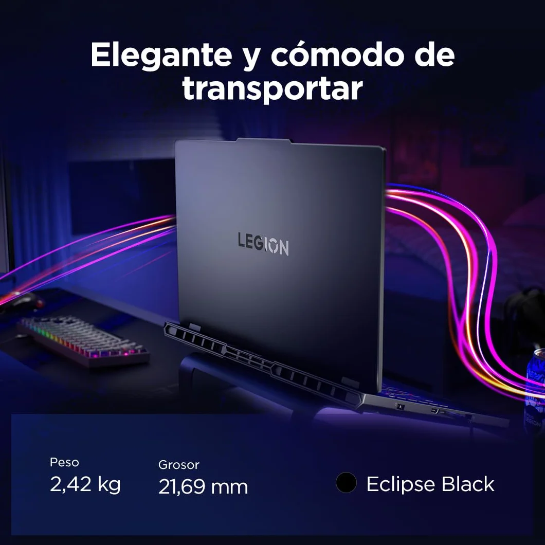 Lenovo Legion Pro 5 Gen10– Portátil Gaming IA 16" WQXGA (Intel Core i9-14900HX, NVIDIA GeForce RTX 5070, 32GB RAM, 1TB SSD, 240Hz, WiFi 6, Sin Sistema Operativo) QWERTY RGB 24 Zonas Español – Negro