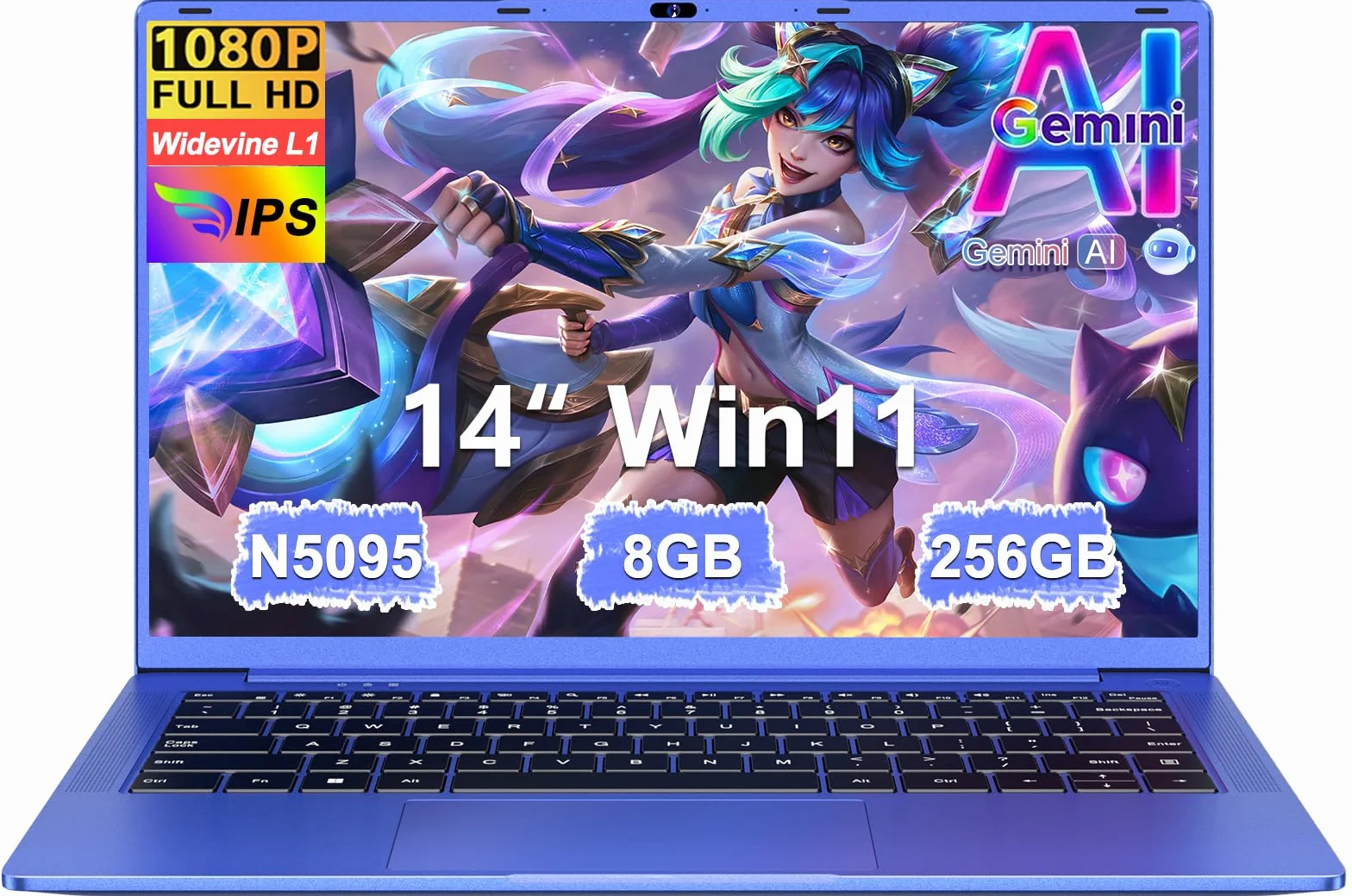 Ordenador Portátil 14 Pulgadas Celeron N5095 Upto 2,9 GHz Portatiles 8GB RAM 256GB SSD TF 1TB LPDDR4 Win11 5G WiFi 1920*1080 FHD mini HDMl Laptop Película Protectora Español - Morado Cuerpo Metálico5