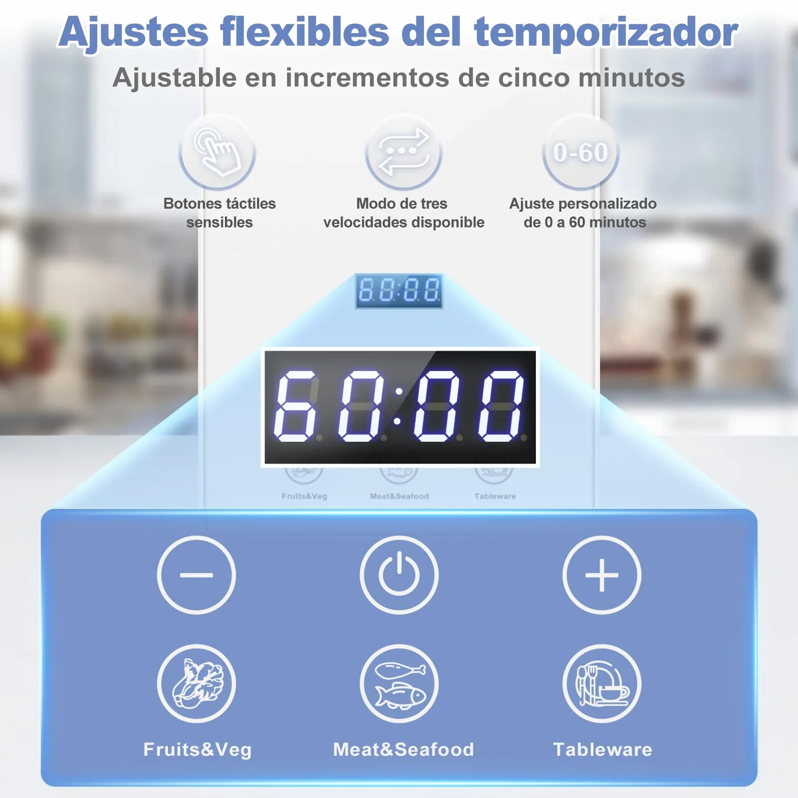 ICARE Ozonizador de agua 1000mg/h con temporizador 60 minutos purificación frutas verduras carne