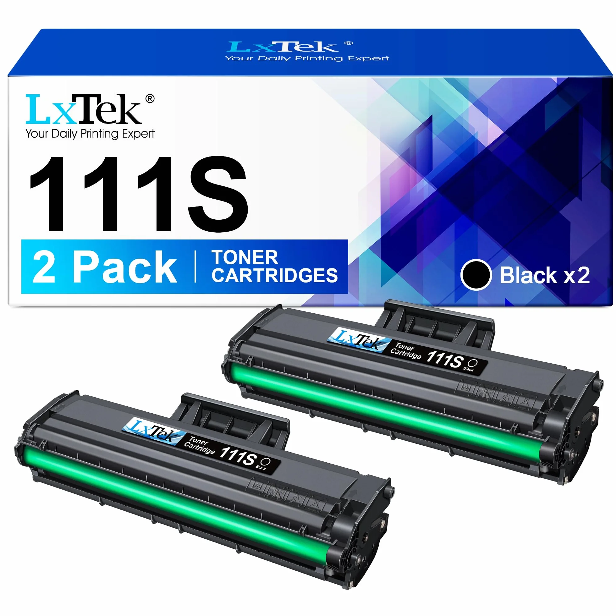 LxTek - Cartucho de tóner Compatible para Samsung MLT-D111S D111S D11L para Xpress M2026 M2026W M2070 M2070W M2020W M2022W M2022 M2020 M2070FW (Negro, 2-Pack)