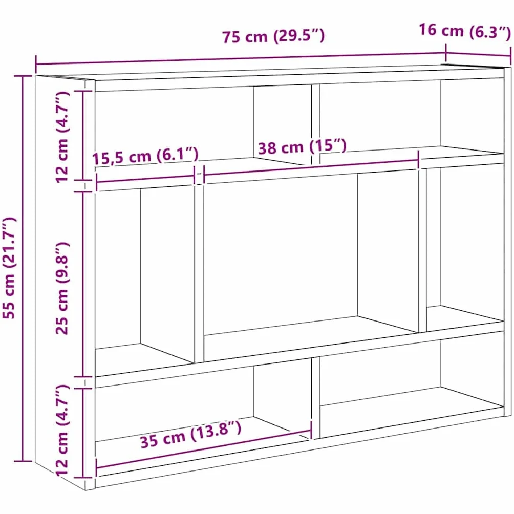 vidaXL Estantería de Pared Flotante Madera Contrachapada Blanco 75x16x55 cm
