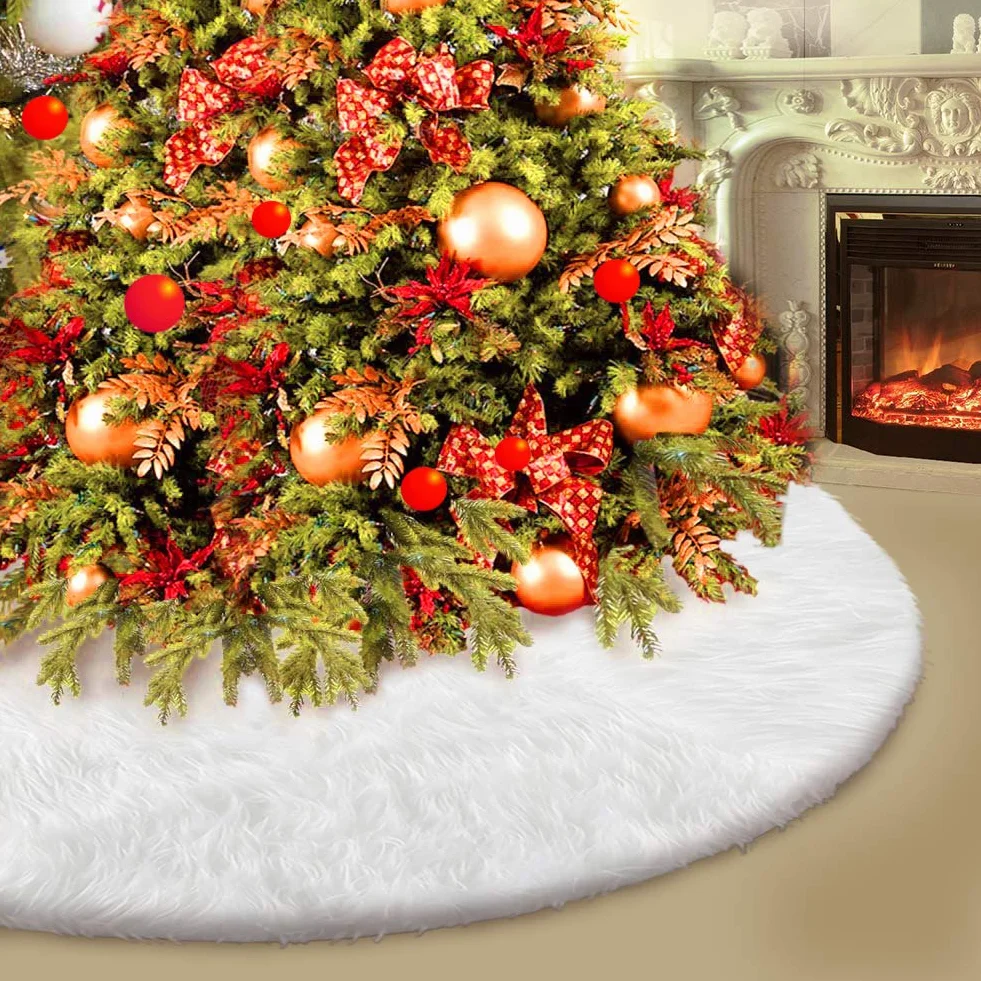 HOWAF Falda de Árbol de Navidad 31 Pulgada Piel Sintética Blanca Decoración Navideña