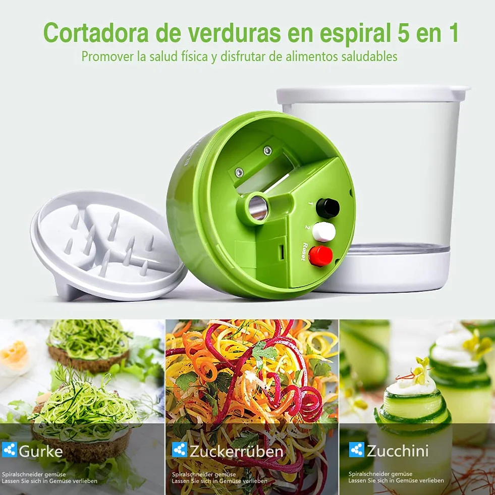 Cortador Rallador de Verdura 5 en 1 Espiralizador Veggetti Slicer Manual