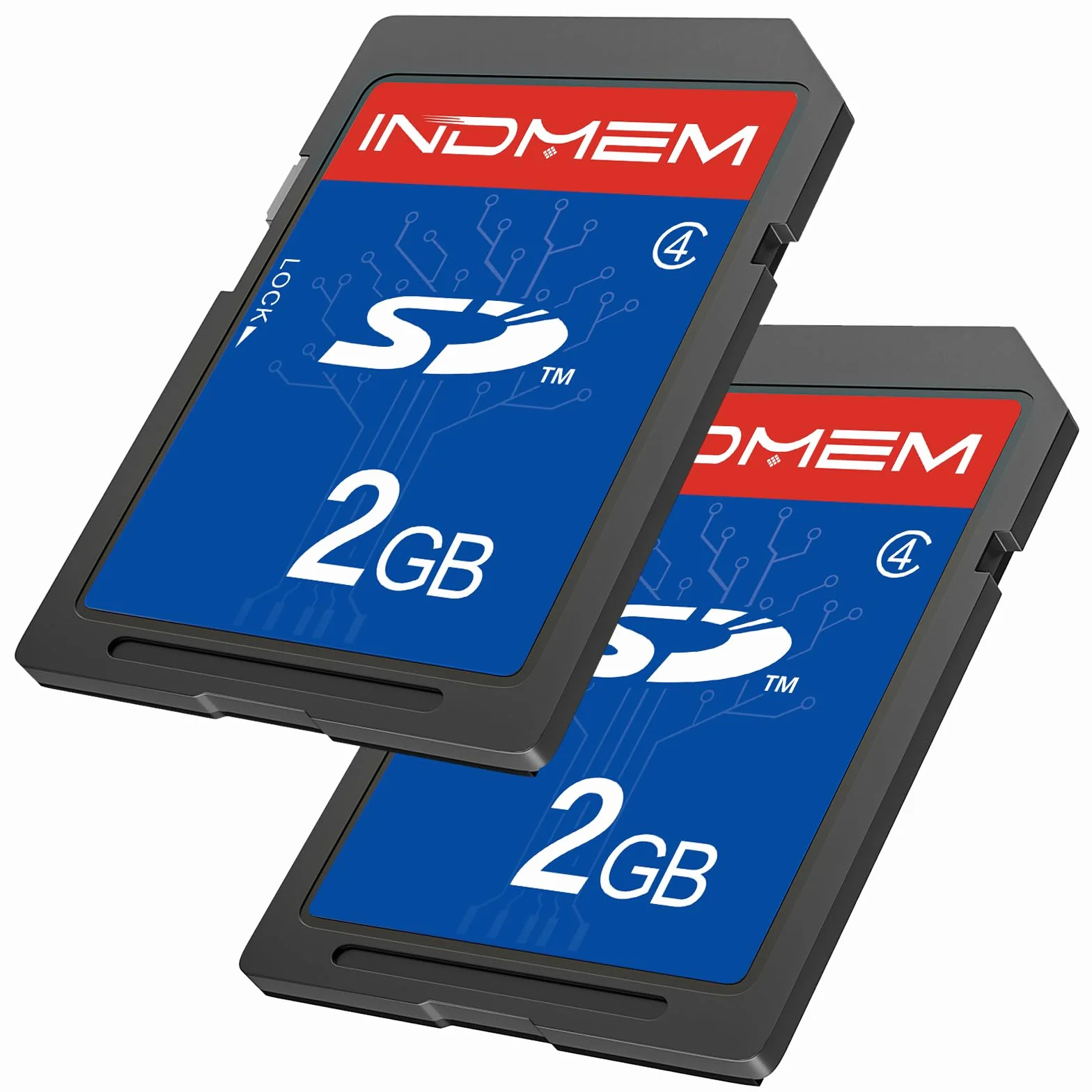 INDMEM Tarjeta SD de 2 GB, 2 unidades, clase 4 MLC Secure Digital Flash Memory Card Camera Card