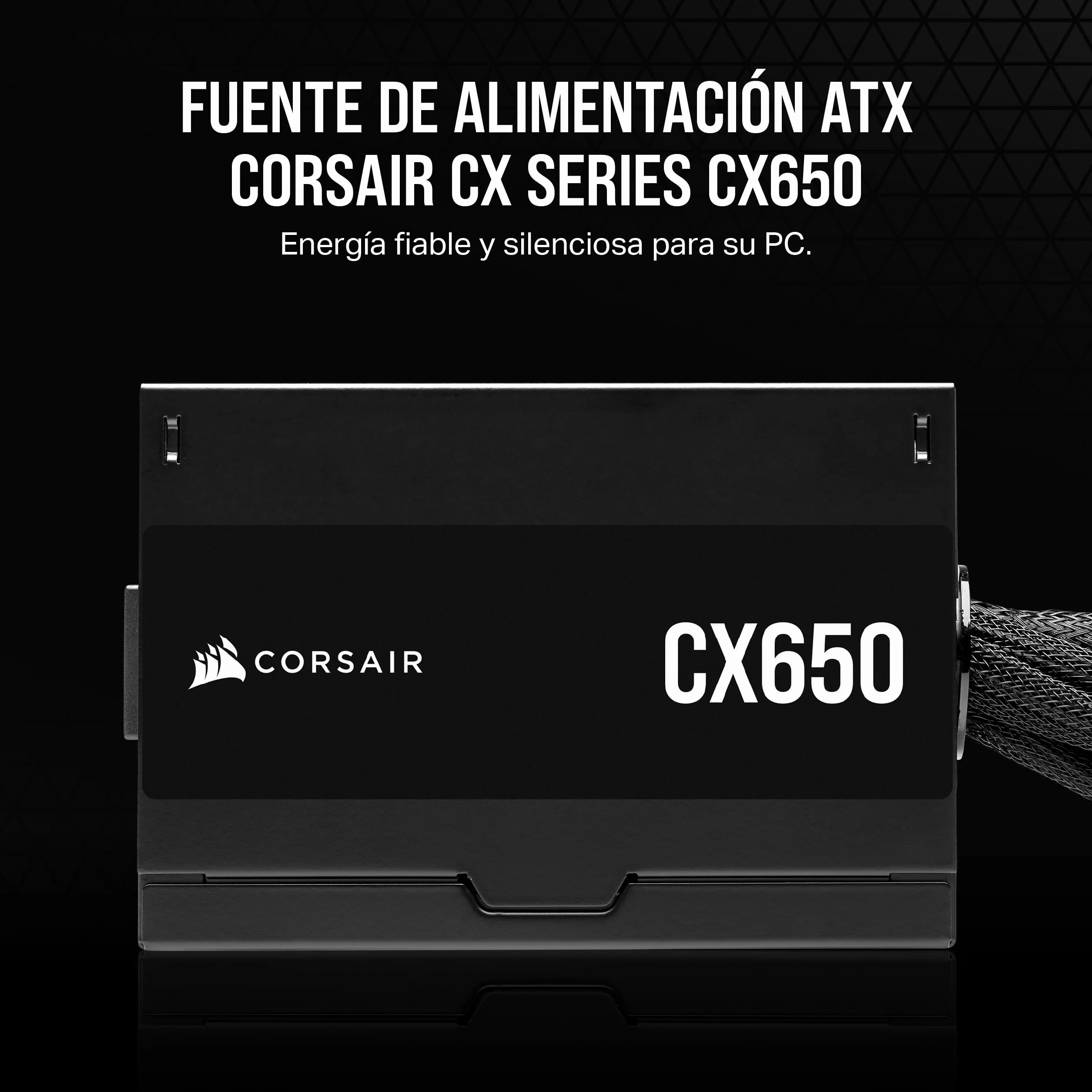 CORSAIR CX650 ATX 650W Fuente de Alimentación - Eficiencia 80 Plus Bronze - Bajo Ruido - Cables con Funda - No Modular - EU - Negro