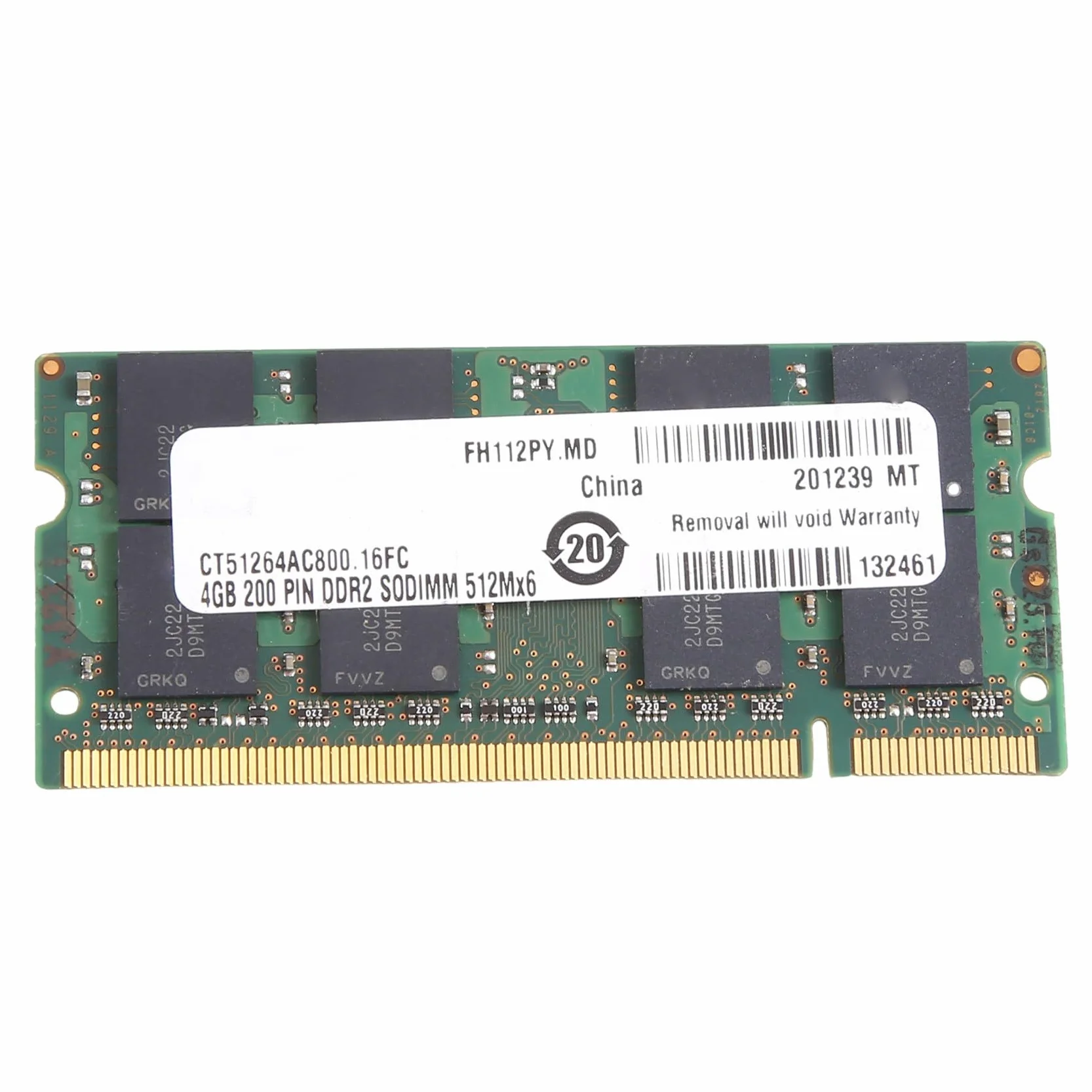 Memoria SODIMM para ordenador portátil MT DDR2, 4 GB, 800 MHz, PC2, 6400S, 16 chips 2RX8, 1,8 V, 200 , SODIMM, para ordenador portátil, fácil de instalar