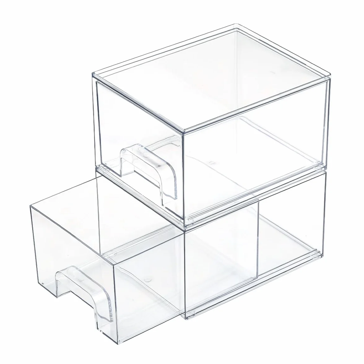 2 Cajones Almacenaje Plastico Apilables Transparentes Organizador Maquillaje Cajonera Tocador Baño Armario