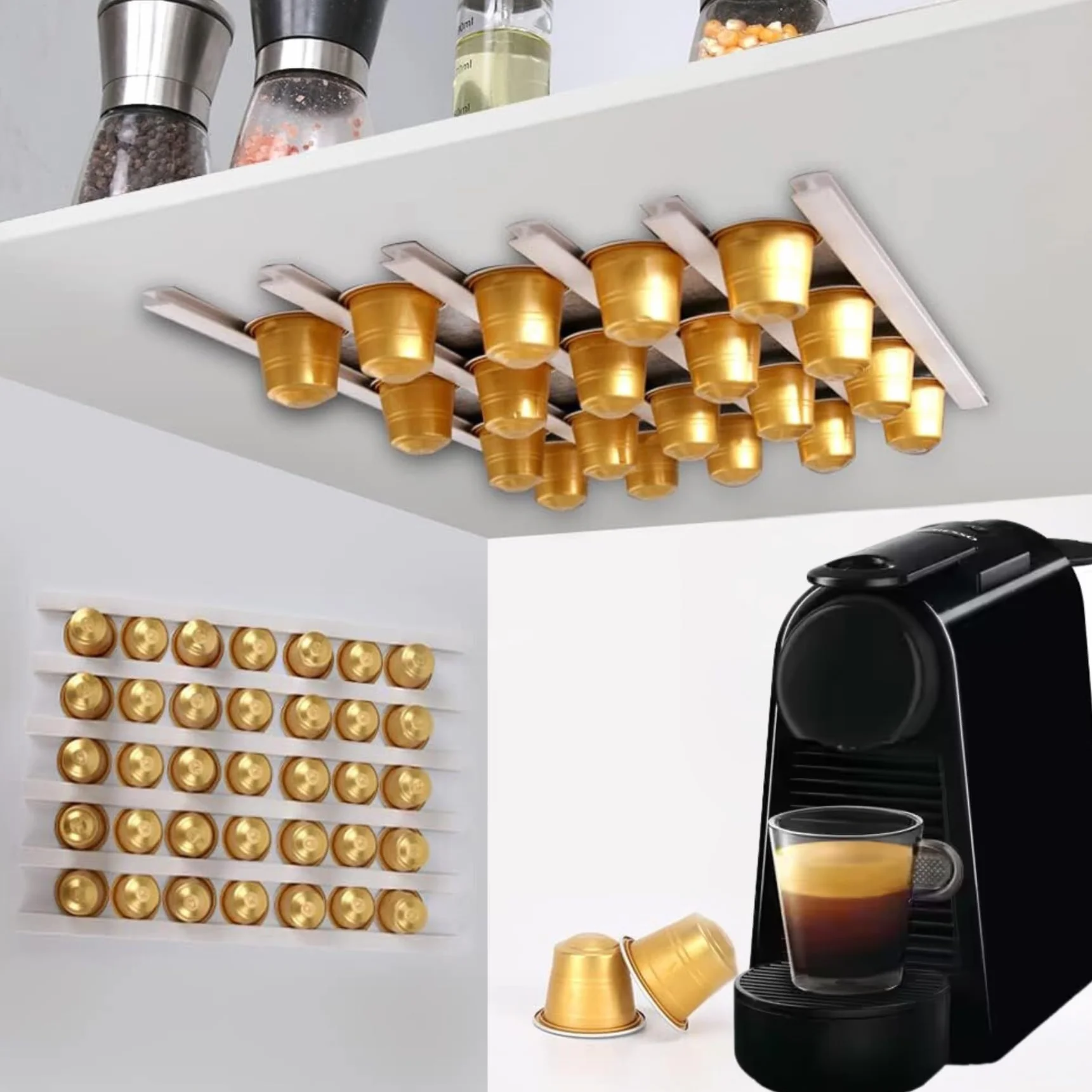 Portacapsulas para Dolce Gusto Krups, Dispensador y Organizador de Cafe, Soporte Capsulas Compatible con Tassimo (6 tiras)