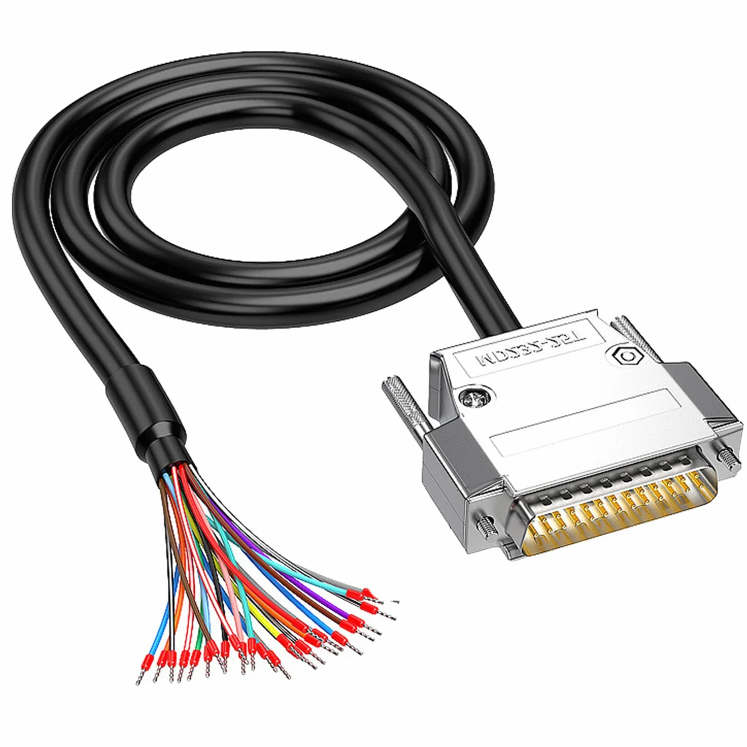 XMSJSIY DB25 Adaptador de conector RS232 25 pines Cable de extensión serie sin soldadura 25 pines Cable de repuesto con cable desnudo - 1M (DB25 macho)