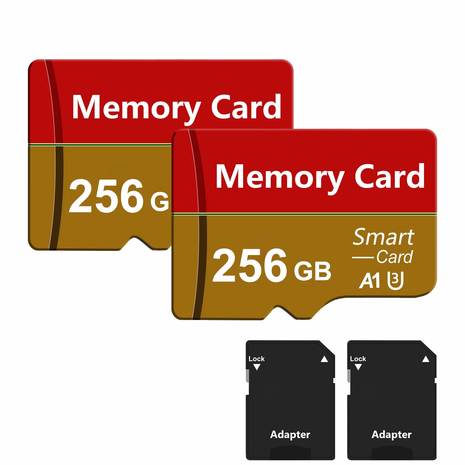 2 Pack Tarjetas SD de 256 GB con Adaptador, Alta Velocidad Memory Card, Gran Capacidad Portátil TF Card para Gopro Cámara Teléfonos, Smartphones, Drones, Tabletas