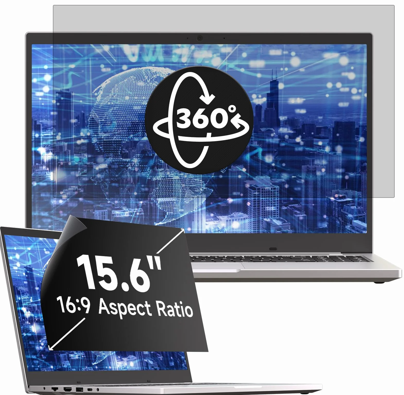 Mamol 360° Filtro de privacidad 15,6 pulgadas 16:9, ángulo completo anti espía pantalla de privacidad, filtro de privacidad de 15,6 pulgadas, compatible con ordenador portátil (345 mm x 194 mm)