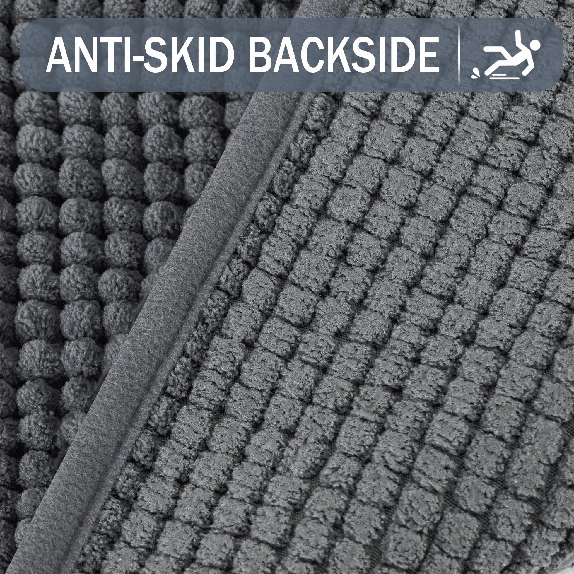 Alfombra de Baño de Chenilla Exclusivo Mezcla Secado Rápido Antideslizante 40x60 cm Gris