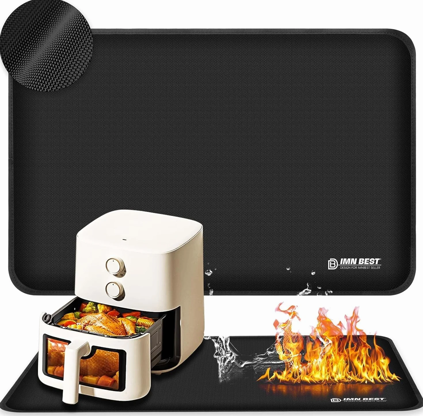 Alfombrilla resistente al calor para freidora de aire, alfombrillas de silicona ignífugas para encimera de cocina, protector de encimera, antideslizante e impermeable