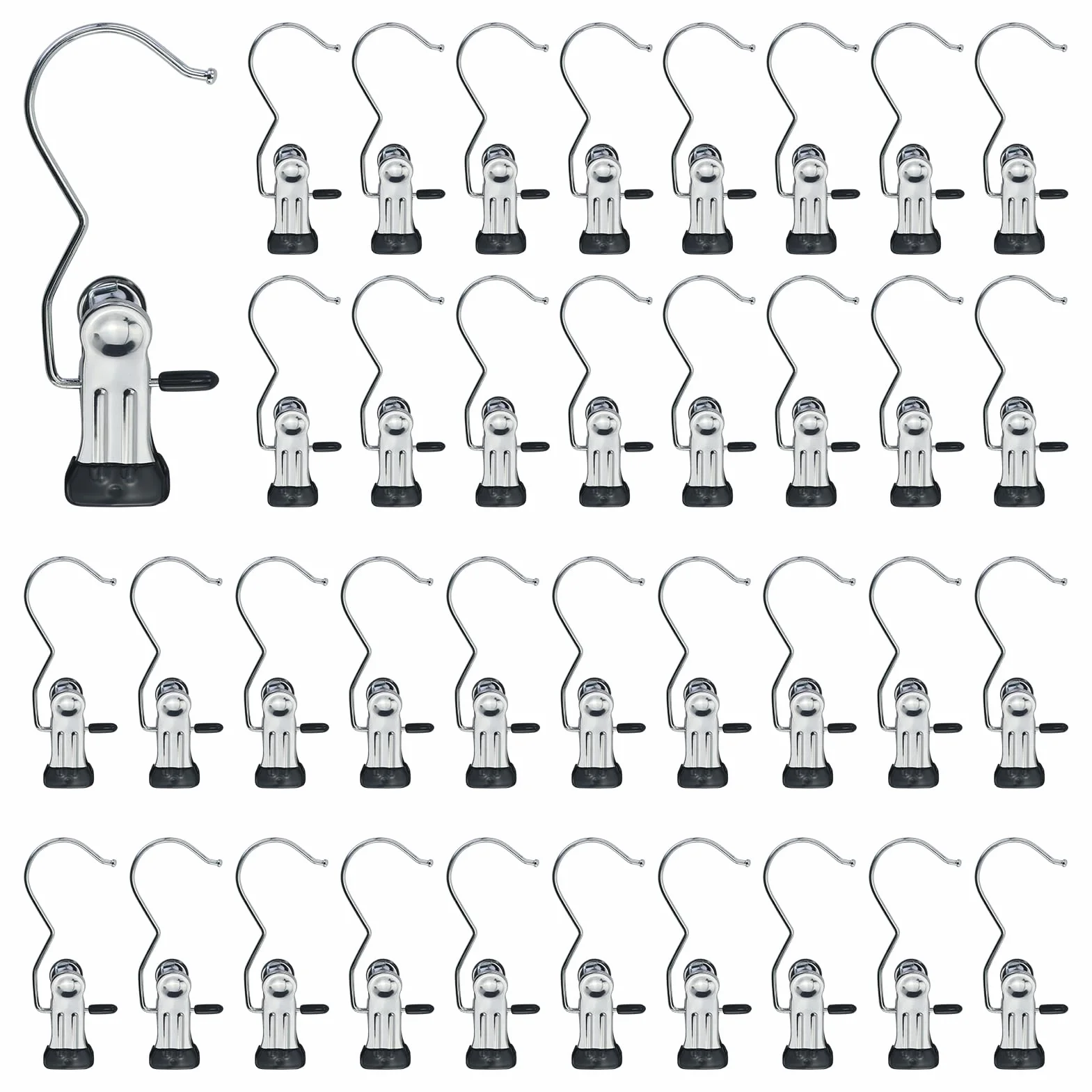 40 ganchos portátiles para ropa, pinzas de ropa, ganchos giratorios de 360°, pinzas para botas de metal, perchas antideslizantes para pantalones, zapatos, toallas, bufandas, gorros.