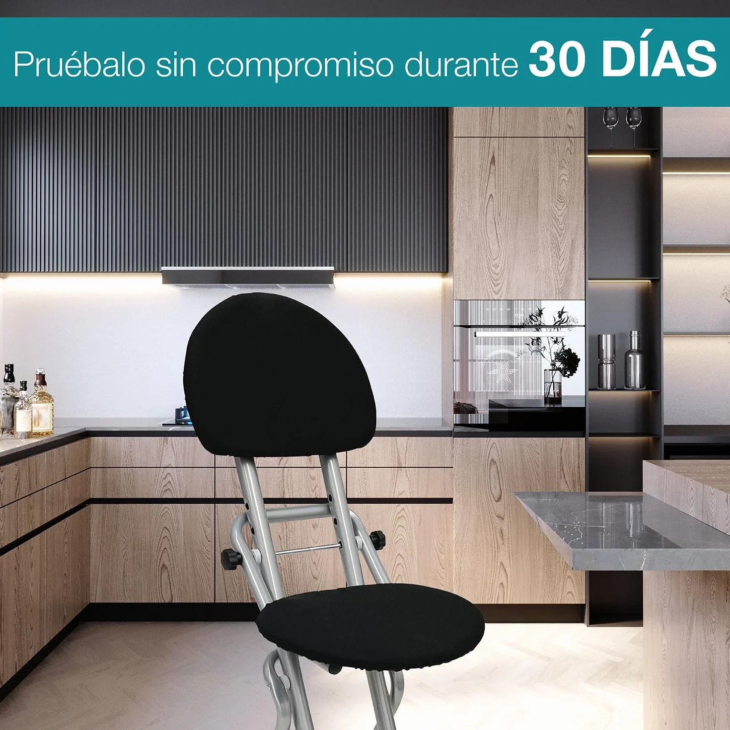 ELONEO Silla Plegable Acolchada Antideslizante 3 Alturas 58-65 cm 120 kg 45x98x47 cm Plateado