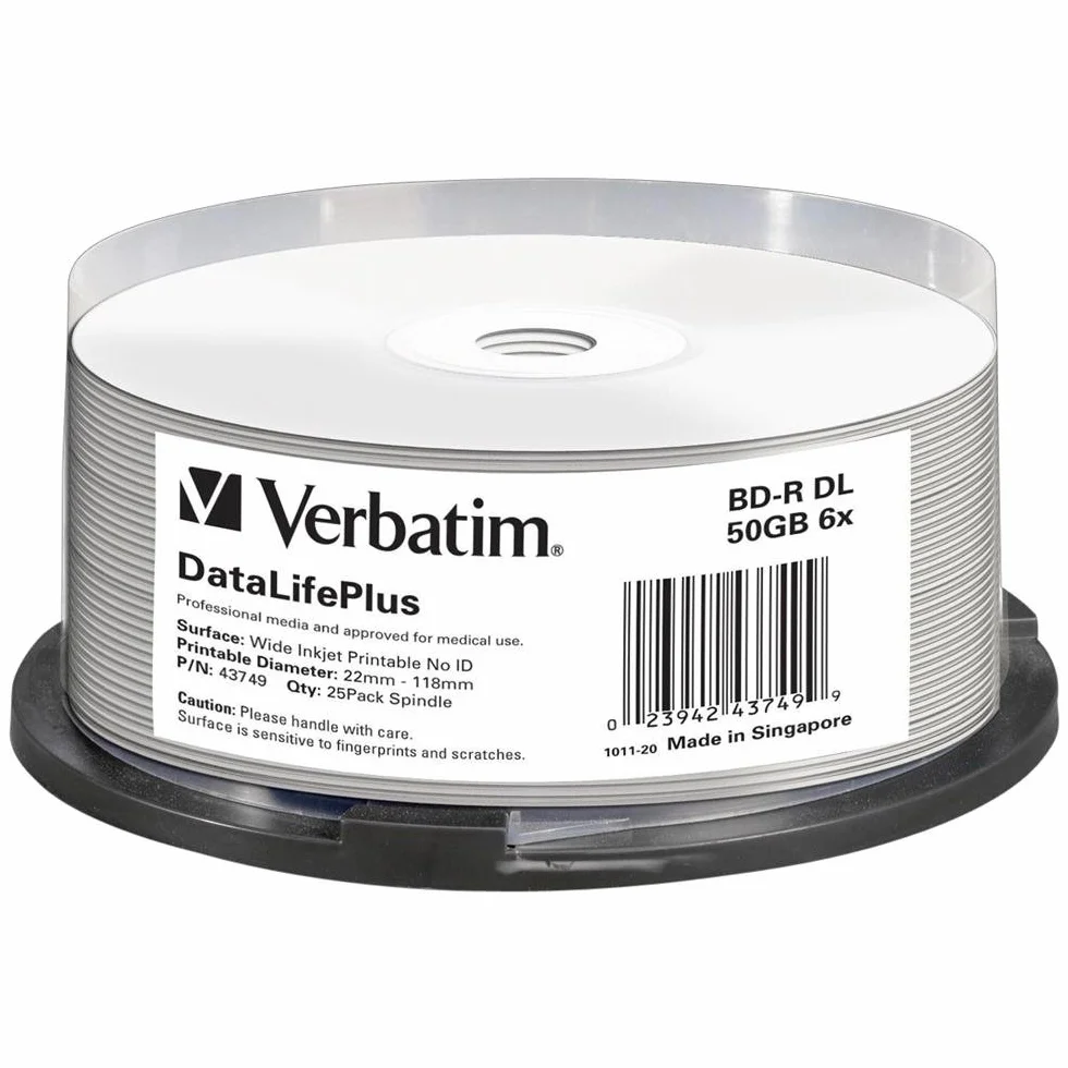 Verbatim 43749 - Disco DVD Blu-ray de 50 GB, 6x. 25 Discos